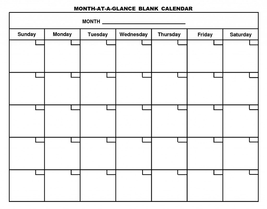 Printable Calendar Pages Monthly  Activity Shelter Pertaining To Month At A Glance Blank Calendar Template