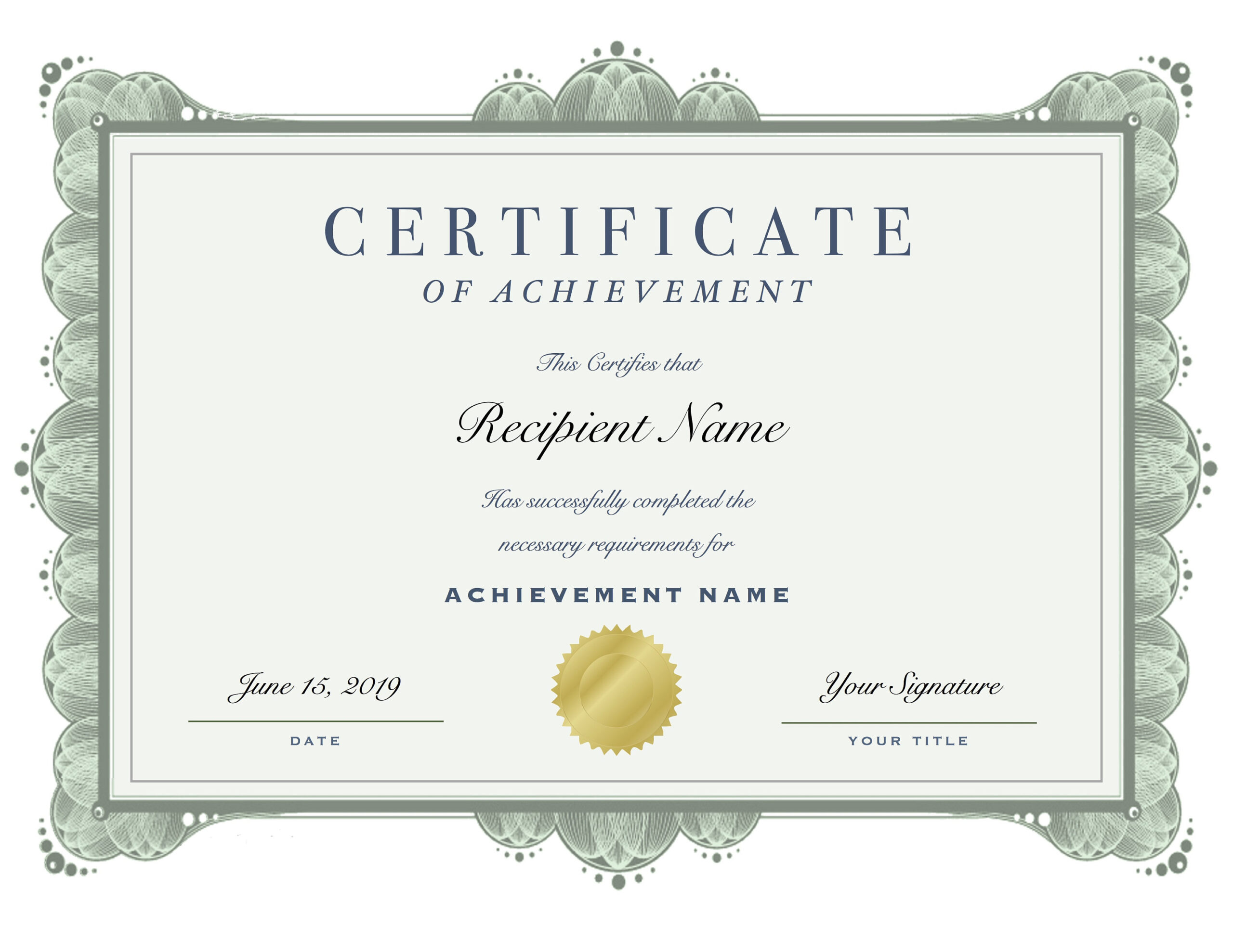 Printable Certificate Of Achievement Certificate Of – Etsy