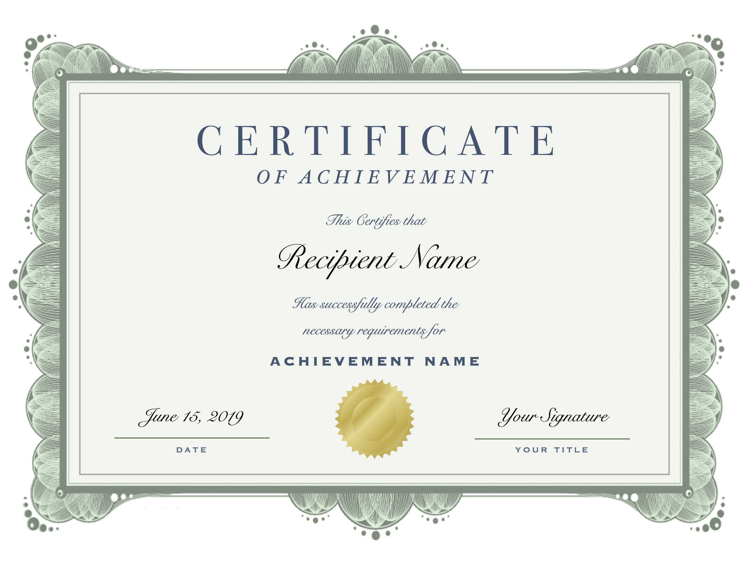 Printable Certificate of Achievement Certificate of - Etsy