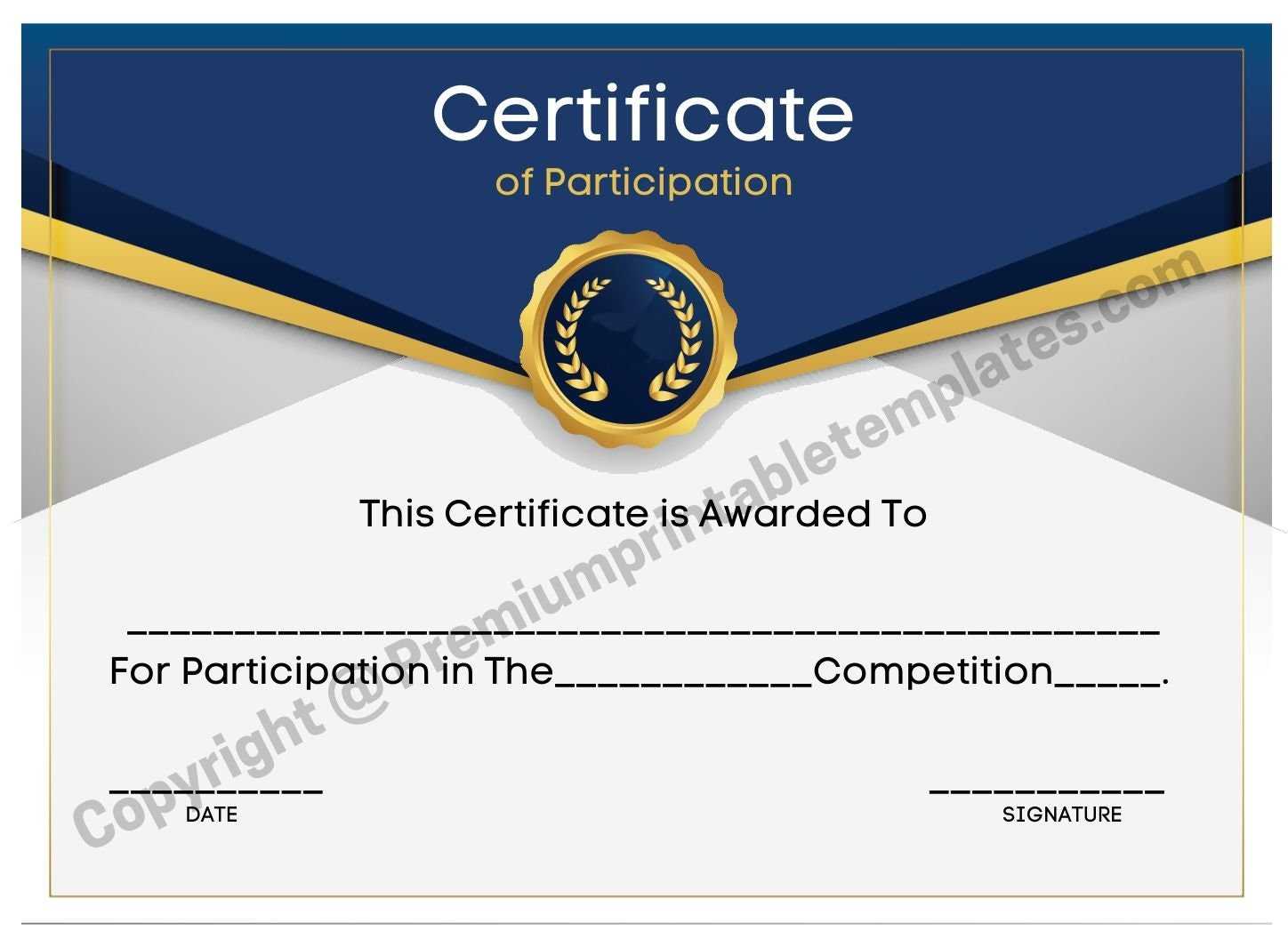 Printable Certificate of Participation- PDF & Editable Canva Template Throughout Certificate Of Participation Template Pdf Printable Certificate of Participation- PDF & Editable Canva Template Throughout Certificate Of Participation Template Pdf