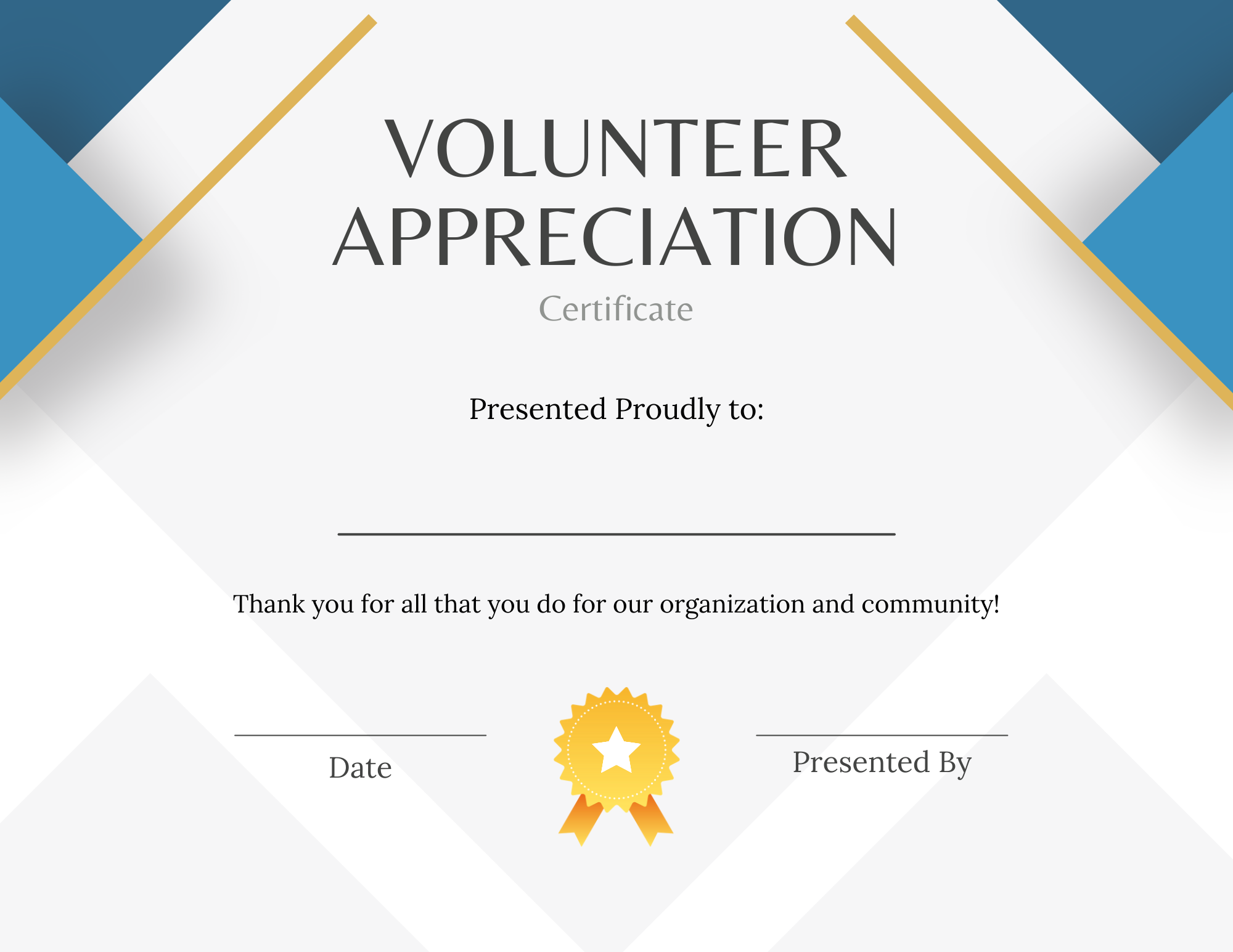 Printable Certificates for Volunteer Appreciation  SignUp