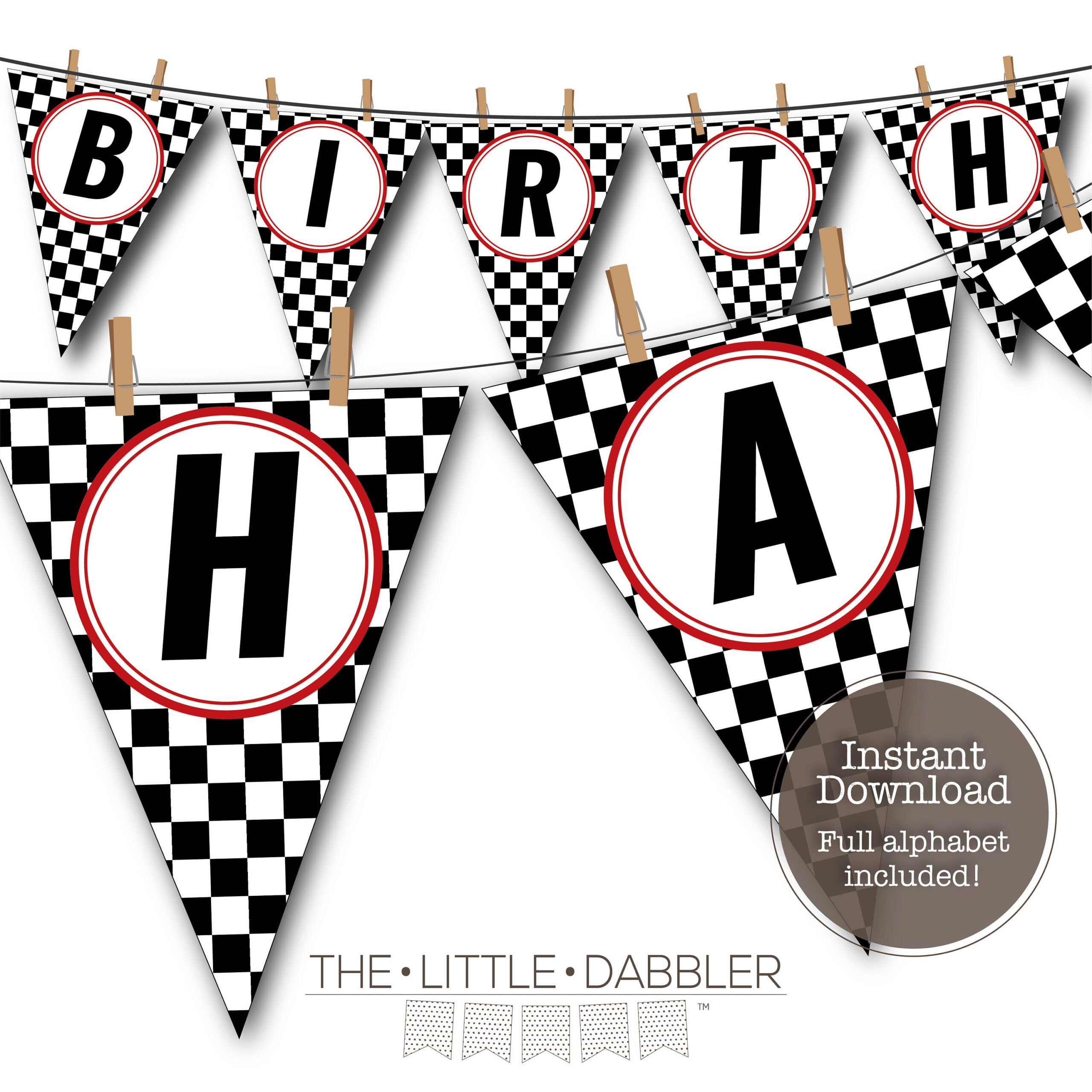Printable Checkered Flag Racing Pennant Banner Red Custom - Etsy For Cars Birthday Banner Template