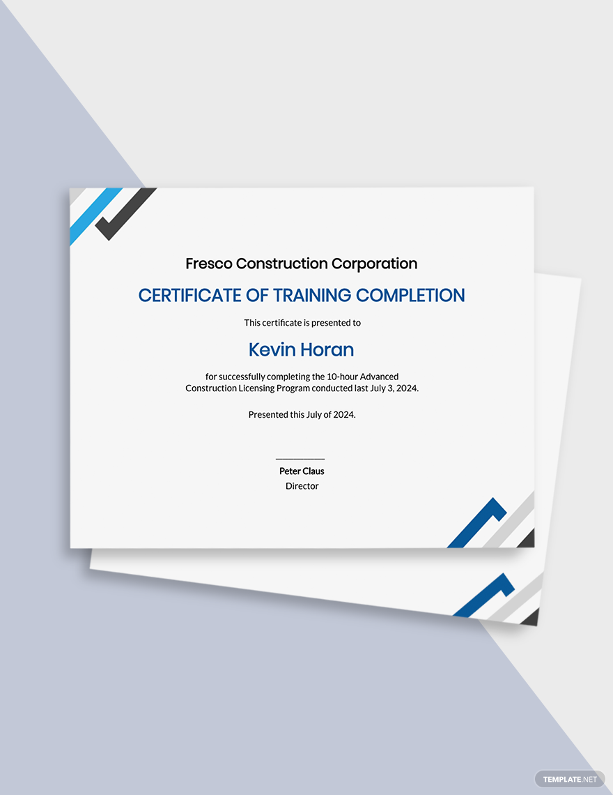 Printable Construction Certificate Template - Google Docs, Illustrator  Intended For Construction Certificate Of Completion Template