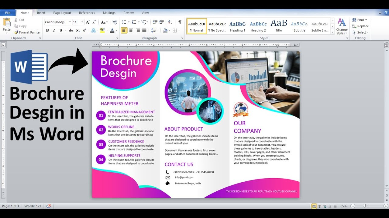 Printable Creative Brochure Design Using Microsoft Office Word (Brochure,  Leaflet, Flyer Design) Inside Office Word Brochure Template