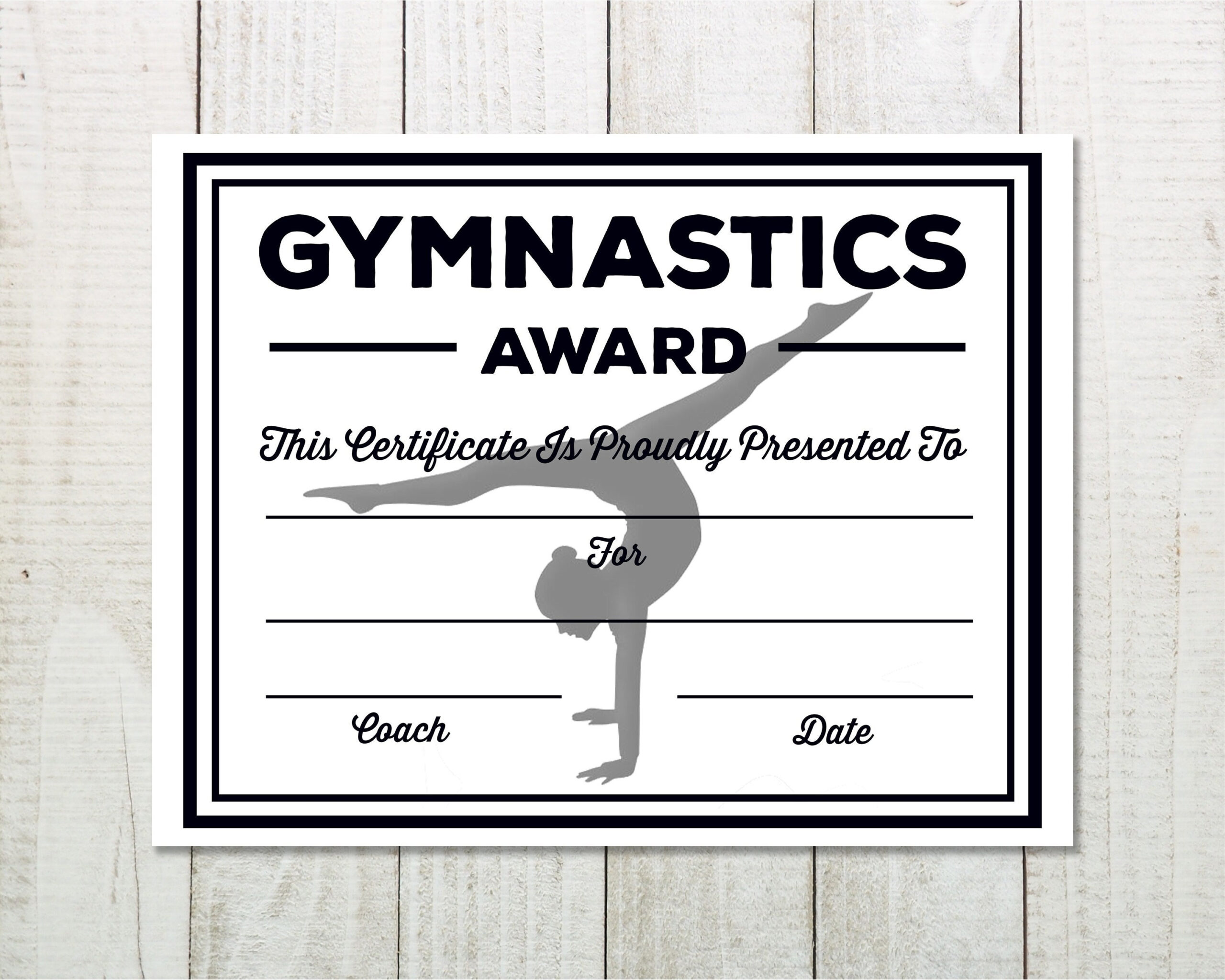 Printable Gymnastics Certificate Gymnastics Award - Etsy Inside Gymnastics Certificate Template