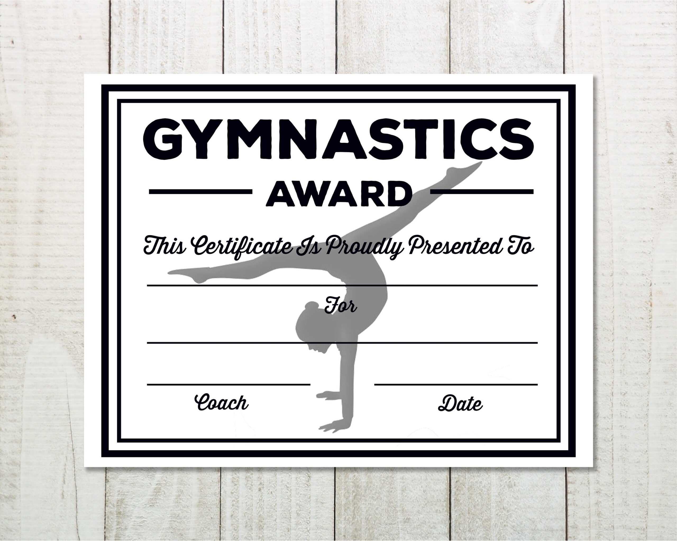 Printable Gymnastics Certificate Gymnastics Award – Etsy Inside Gymnastics Certificate Template