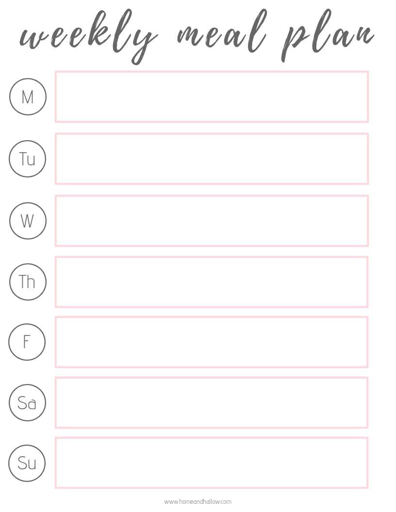 Printable Meal Planner + Grocery List - Home and Hallow Regarding Blank Meal Plan Template