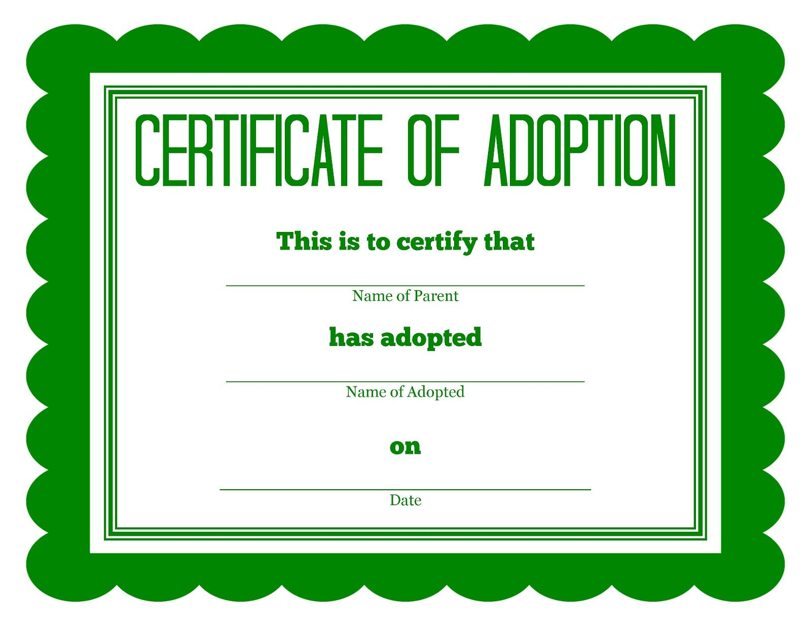 PRINTABLE Puppy Adoption Box or Bag Label with Pet Adoption  In Blank Adoption Certificate Template