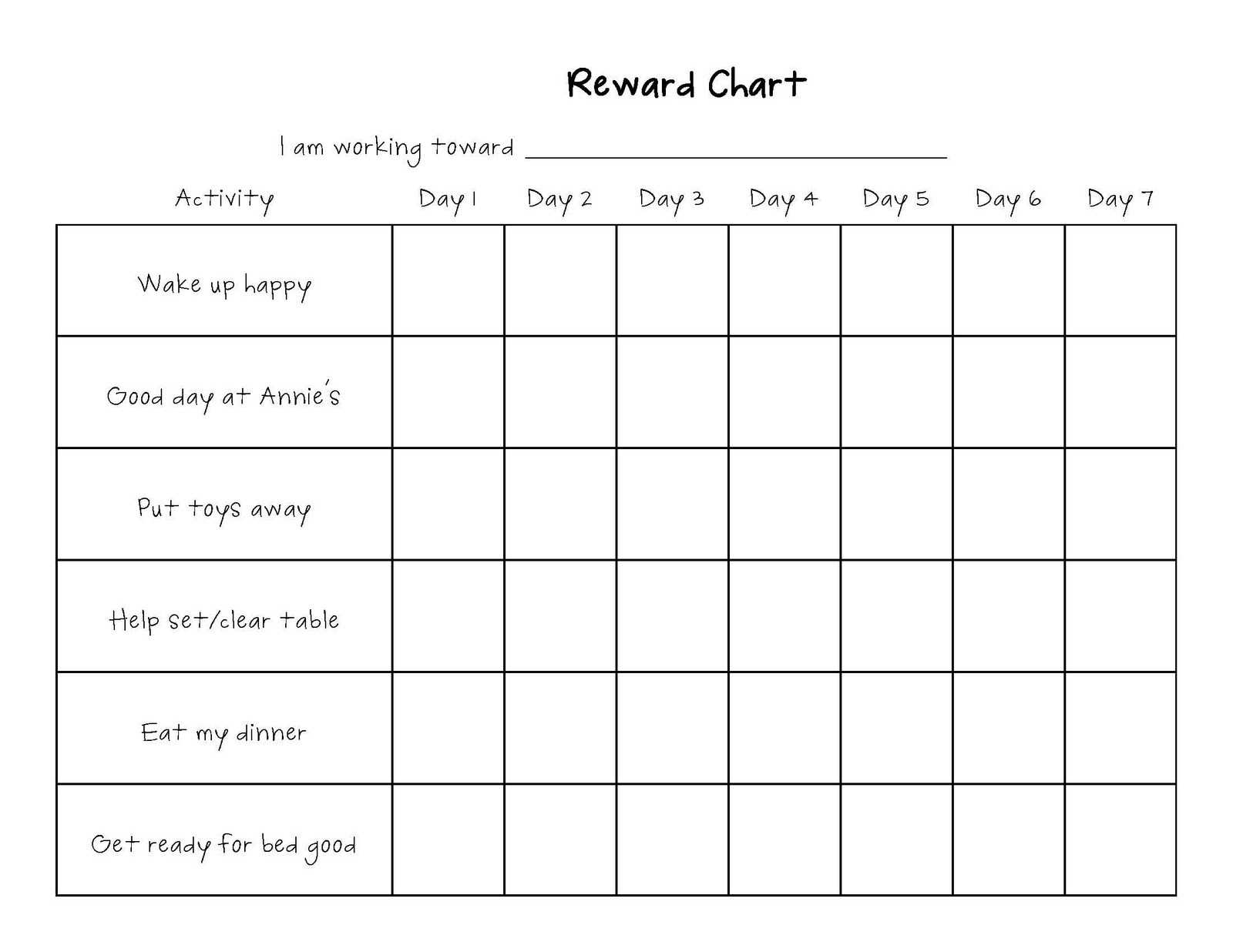 Printable Reward Charts For Kids  Activity Shelter Intended For Blank Reward Chart Template