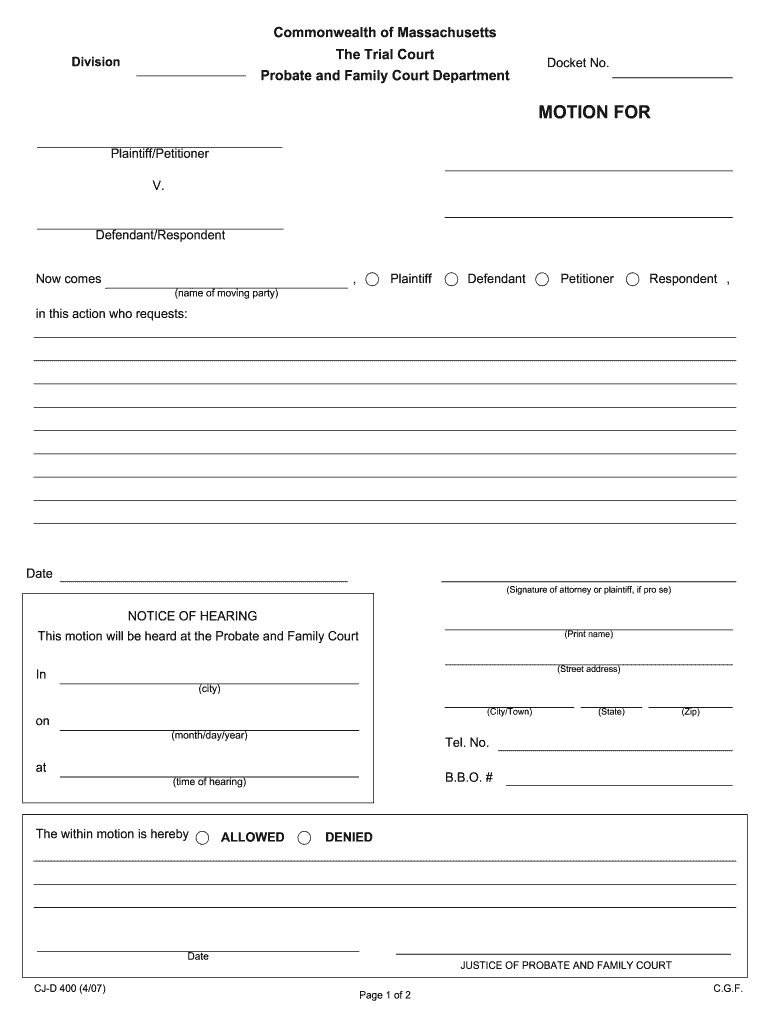 Printable Standard Court Motion Forms: Fill Out & Sign Online  DocHub Throughout Blank Legal Document Template