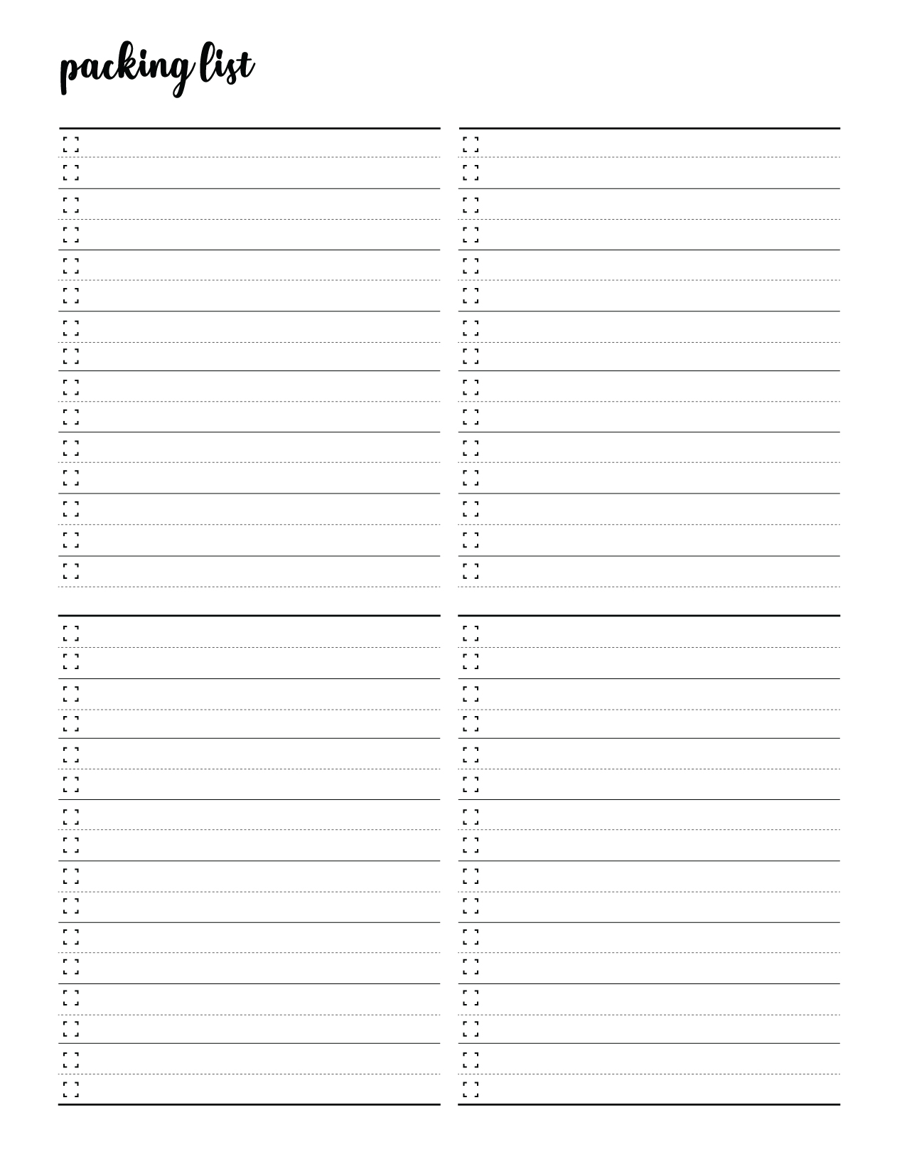 Printable Vacation Packing List – World Of Printables Throughout Blank Packing List Template