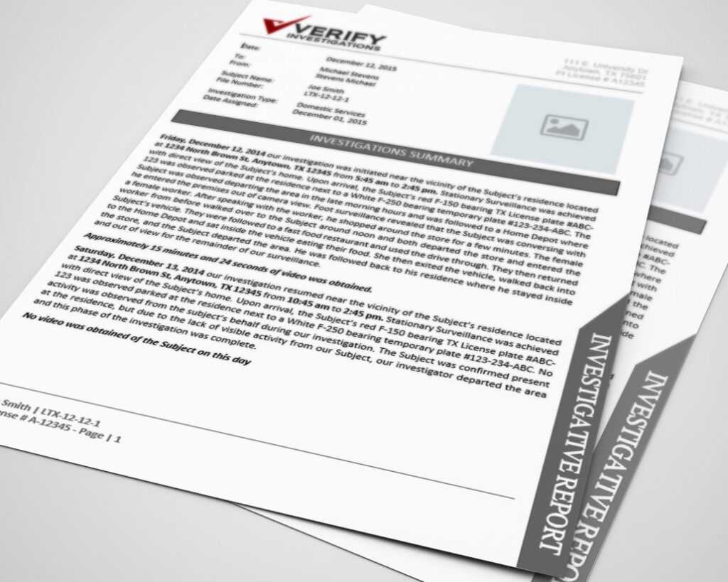 Private Investigator Report Template: Document Downloads With Private