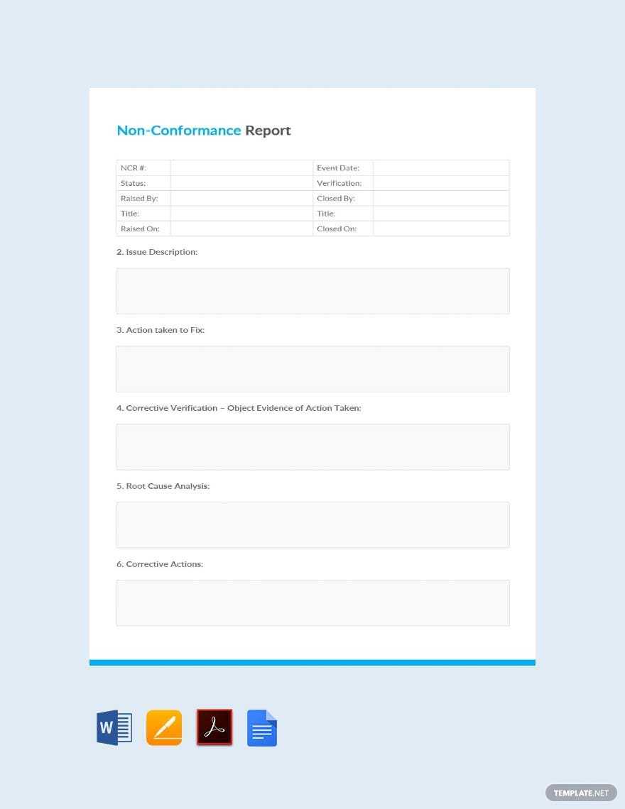 Product Non-Conformance Report Template - Adobe XD, Google Docs  Within Non Conformance Report Template