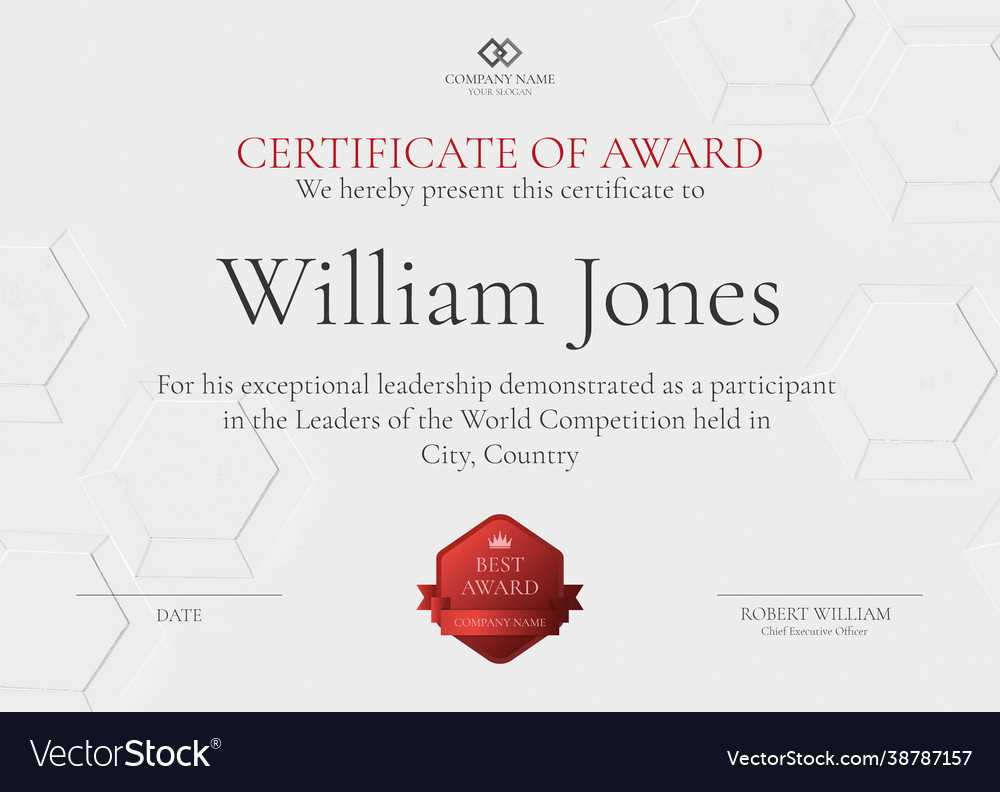 Professional Award Certificate Template In White Vector Image With Leadership Award Certificate Template