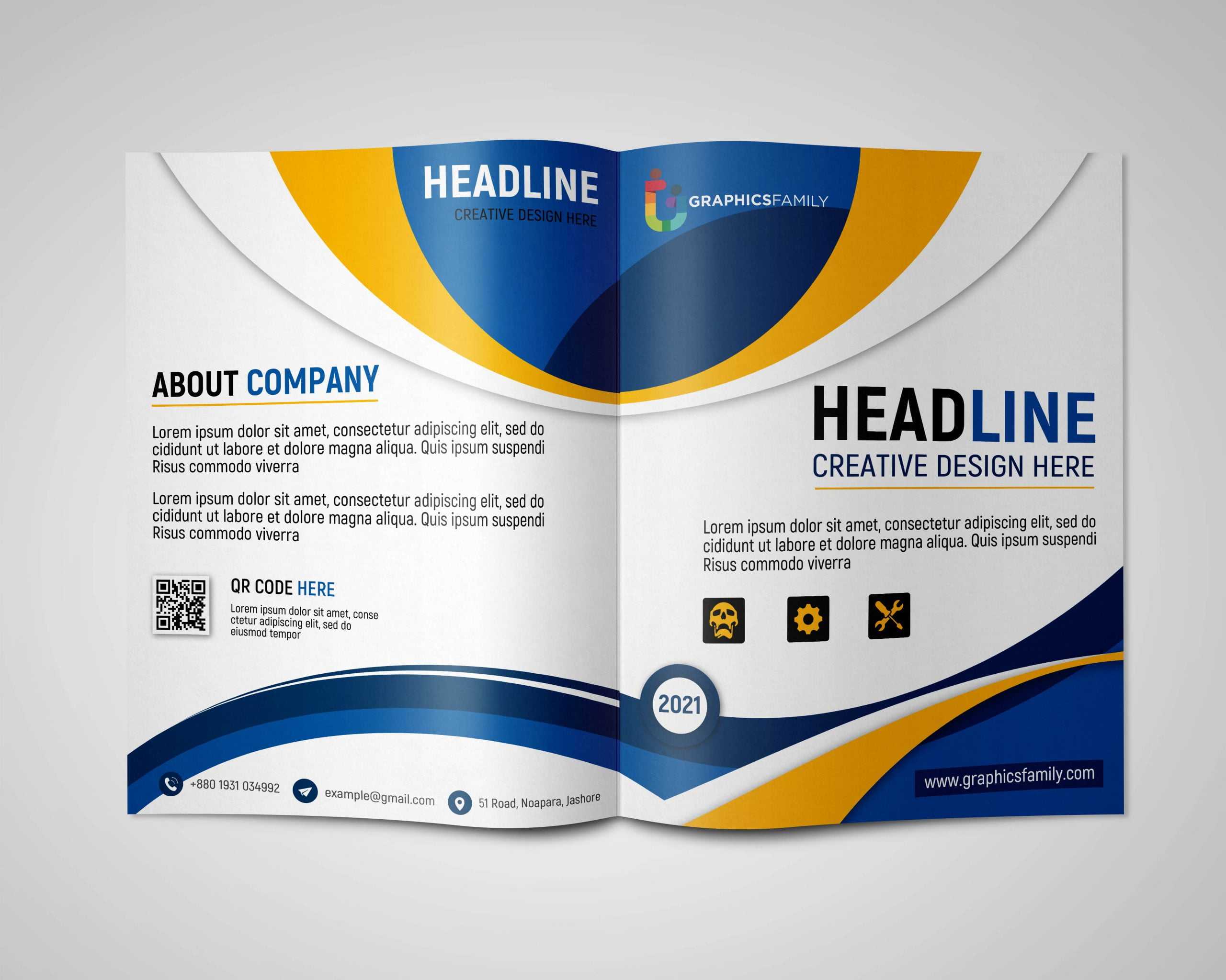 Professional Bifold Brochure Design Template – GraphicsFamily Regarding Professional Brochure Design Templates