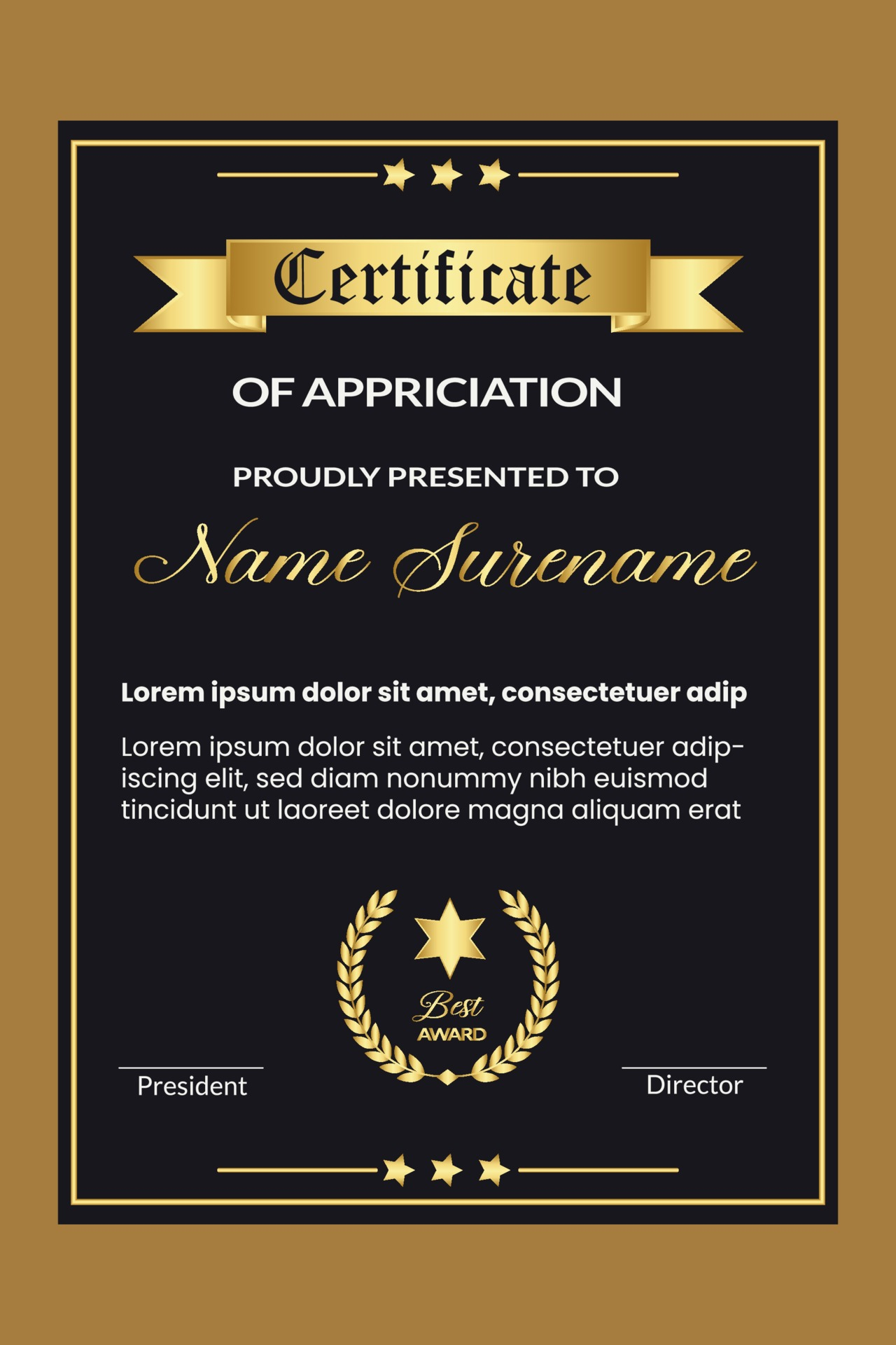 Professional certificate design for best employee award template  Inside Best Employee Award Certificate Templates