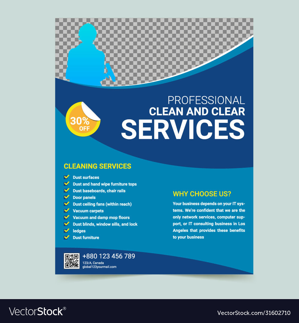Professional cleaning service flyer template Vector Image With Regard To Commercial Cleaning Brochure Templates