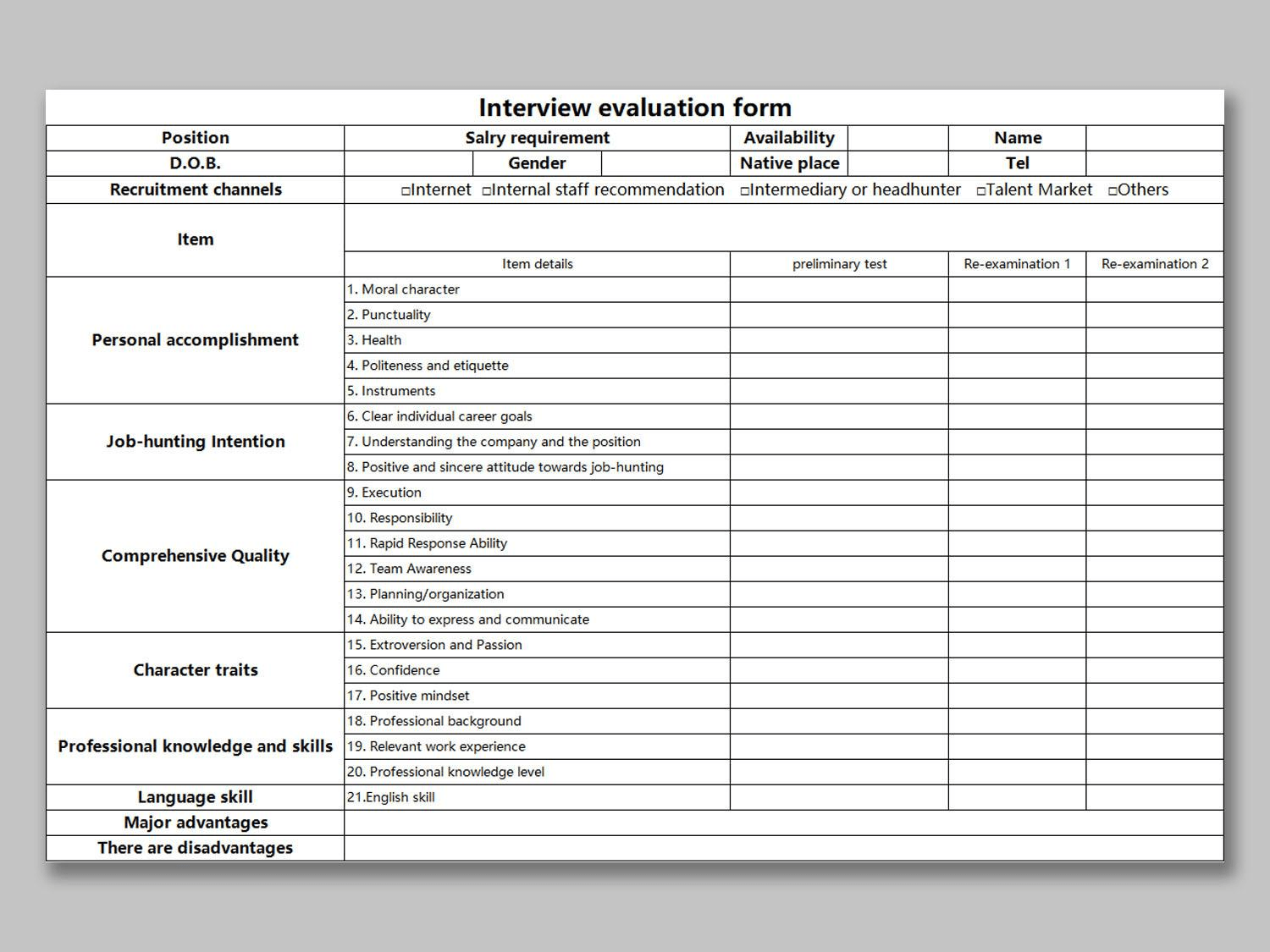 Professional Evaluation Form Template Download  WPS Office Academy Pertaining To Blank Evaluation Form Template