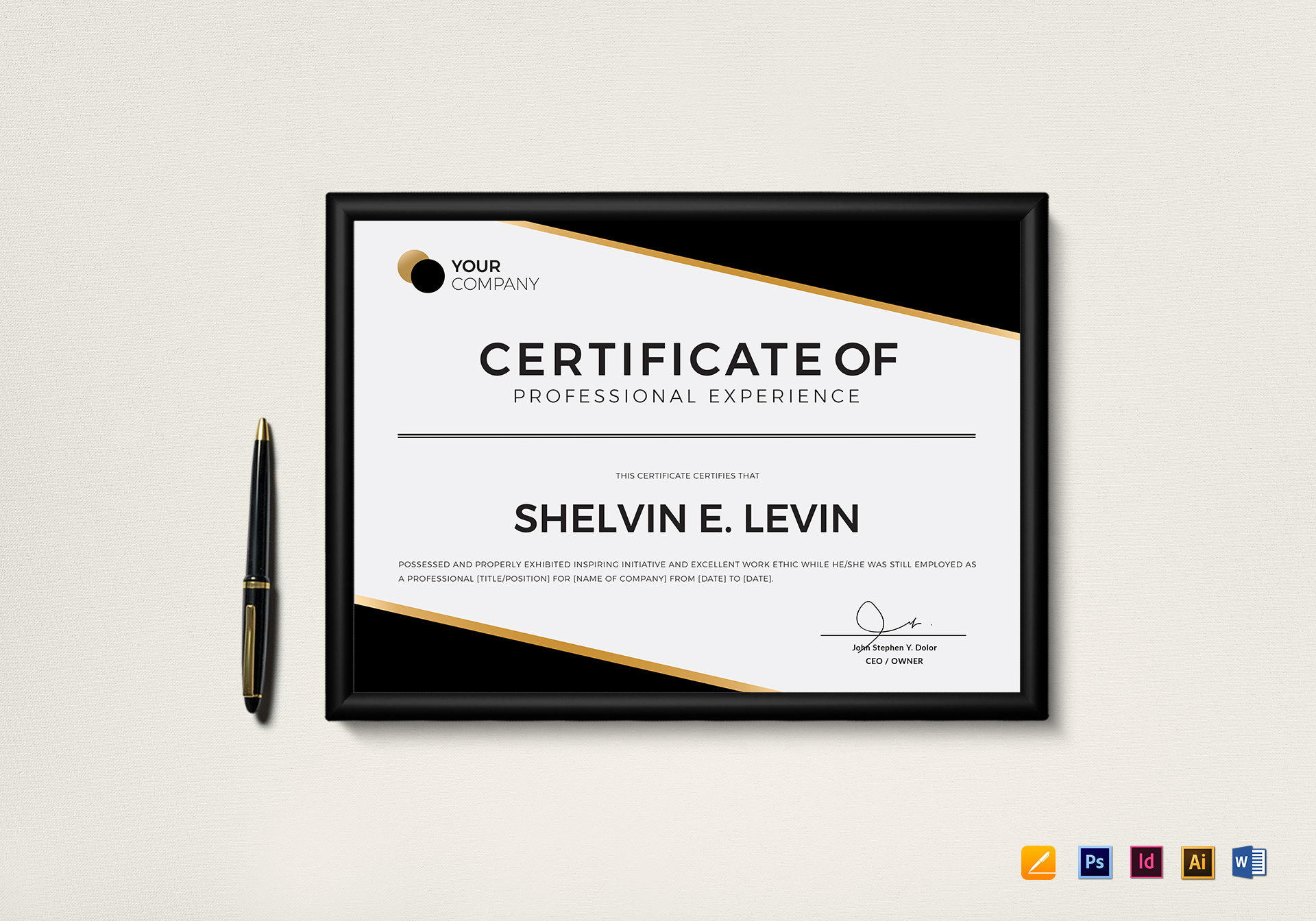Professional Experience Certificate Template in PSD, Word  With Mock Certificate Template