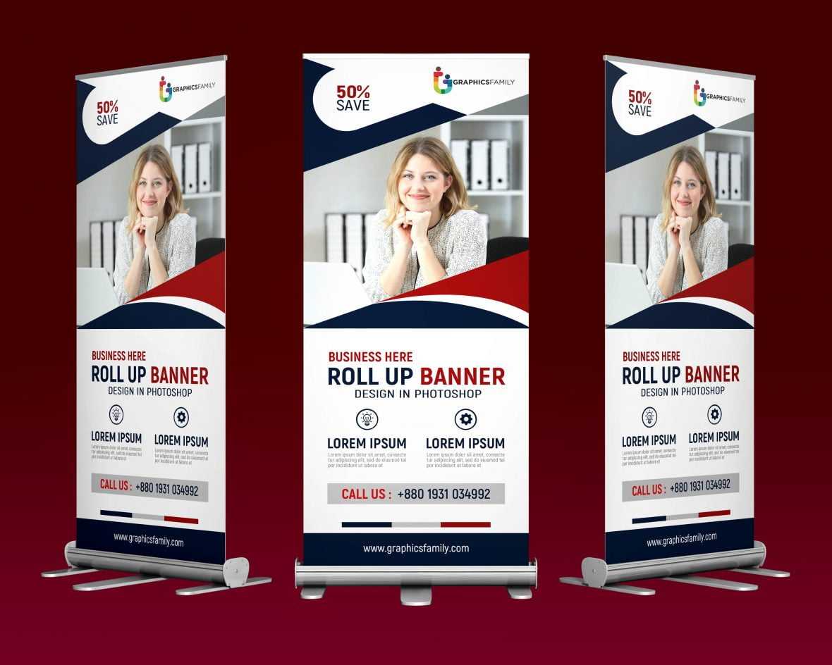 Professional Roll Up Stand Banner Template Design Free PSD  Pertaining To Banner Stand Design Templates