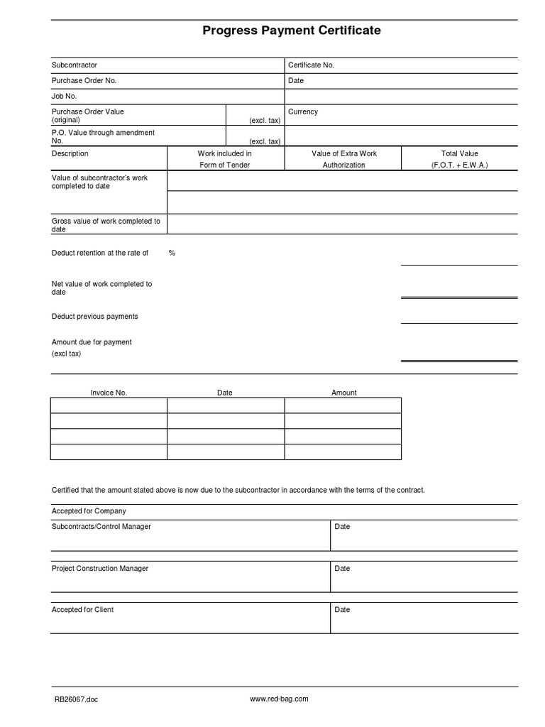 Progress Payment Certificate Sample  PDF  Payments  Public Finance For Construction Payment Certificate Template