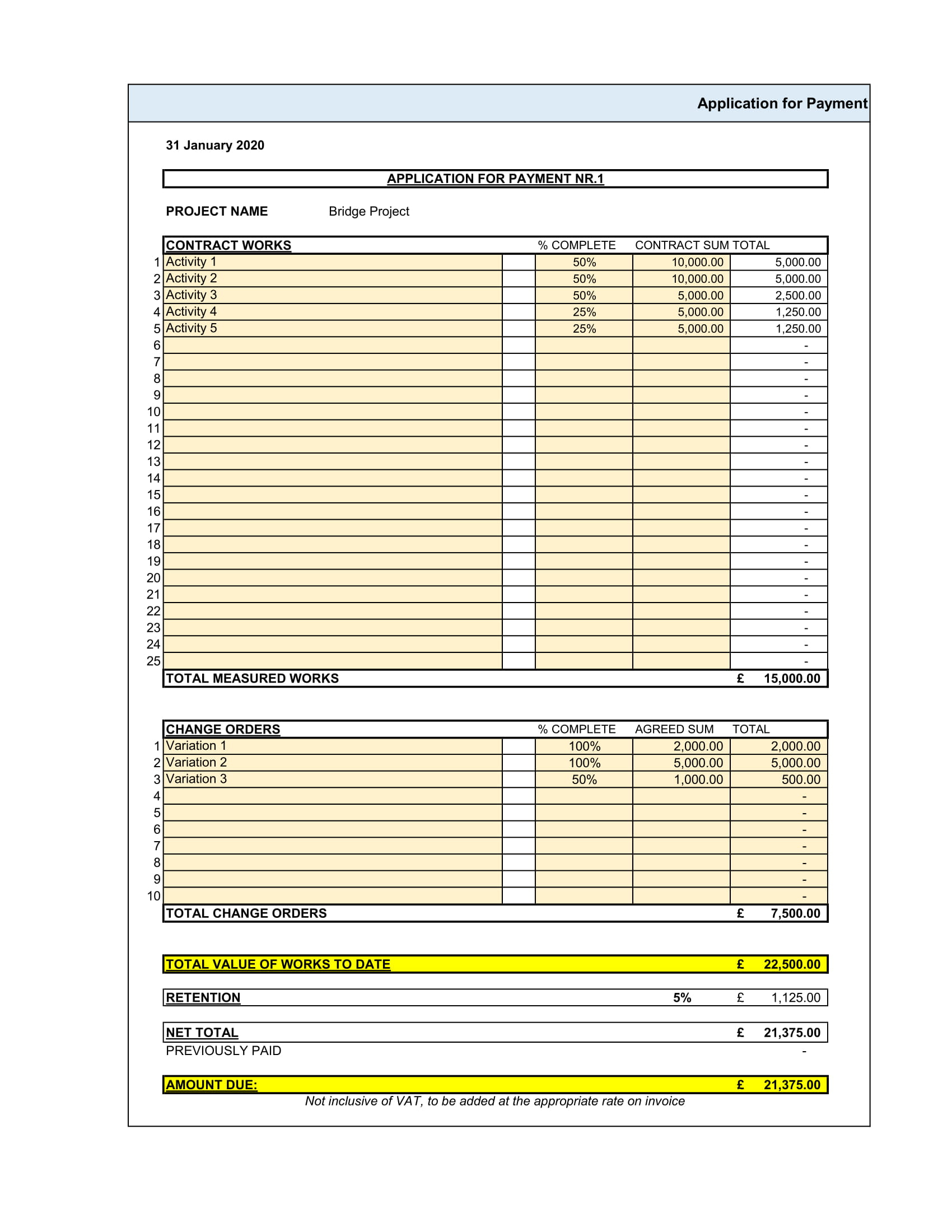 Progress Payment / Payment Schedule Excel Template – WebQS In Certificate Of Payment Template