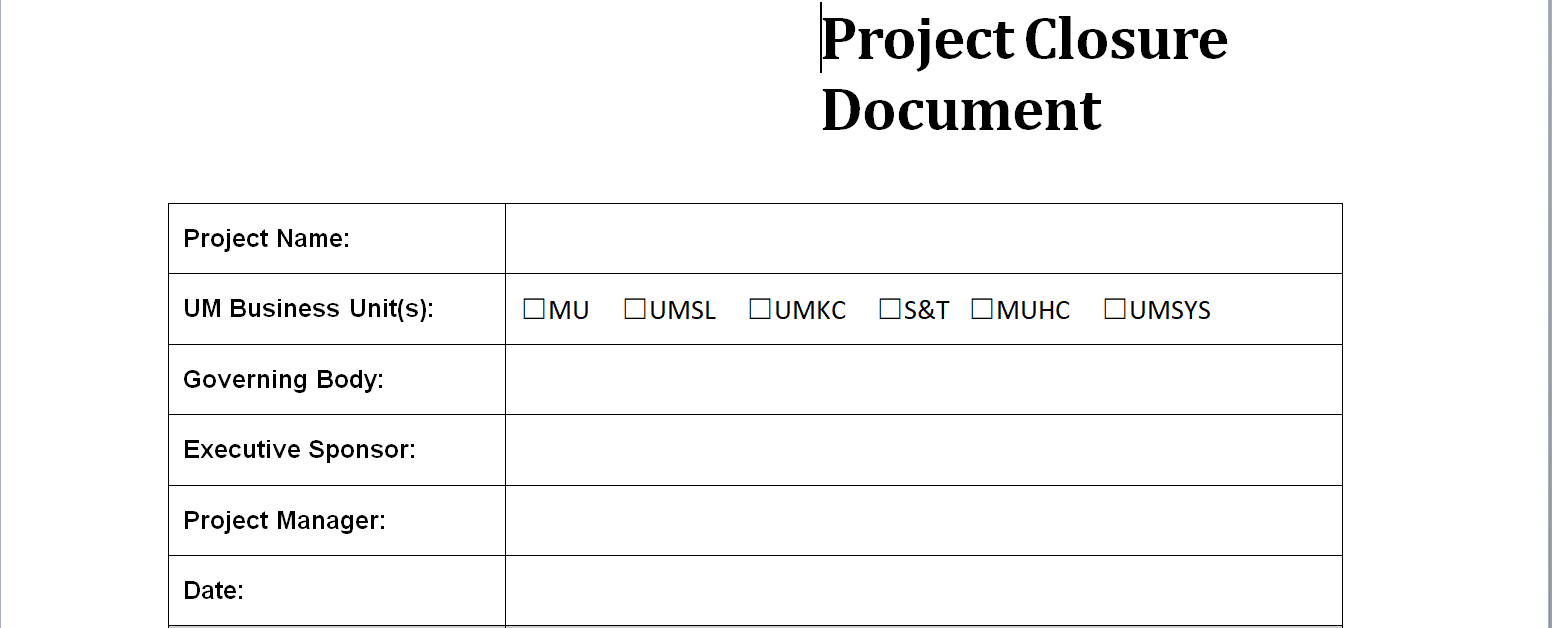 Project closure Report Template Inside Closure Report Template