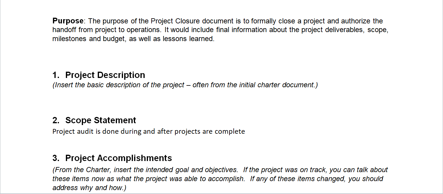 Project closure Report Template With Closure Report Template