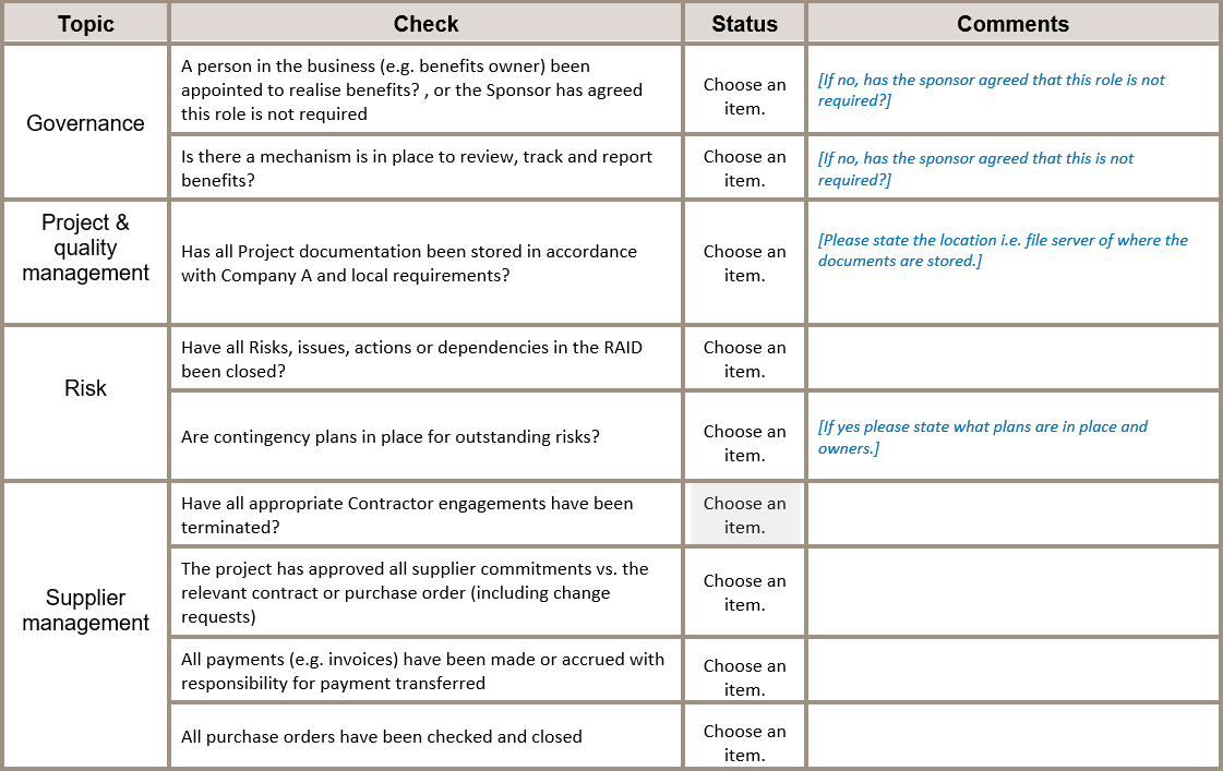 Project Closure Template Throughout Closure Report Template