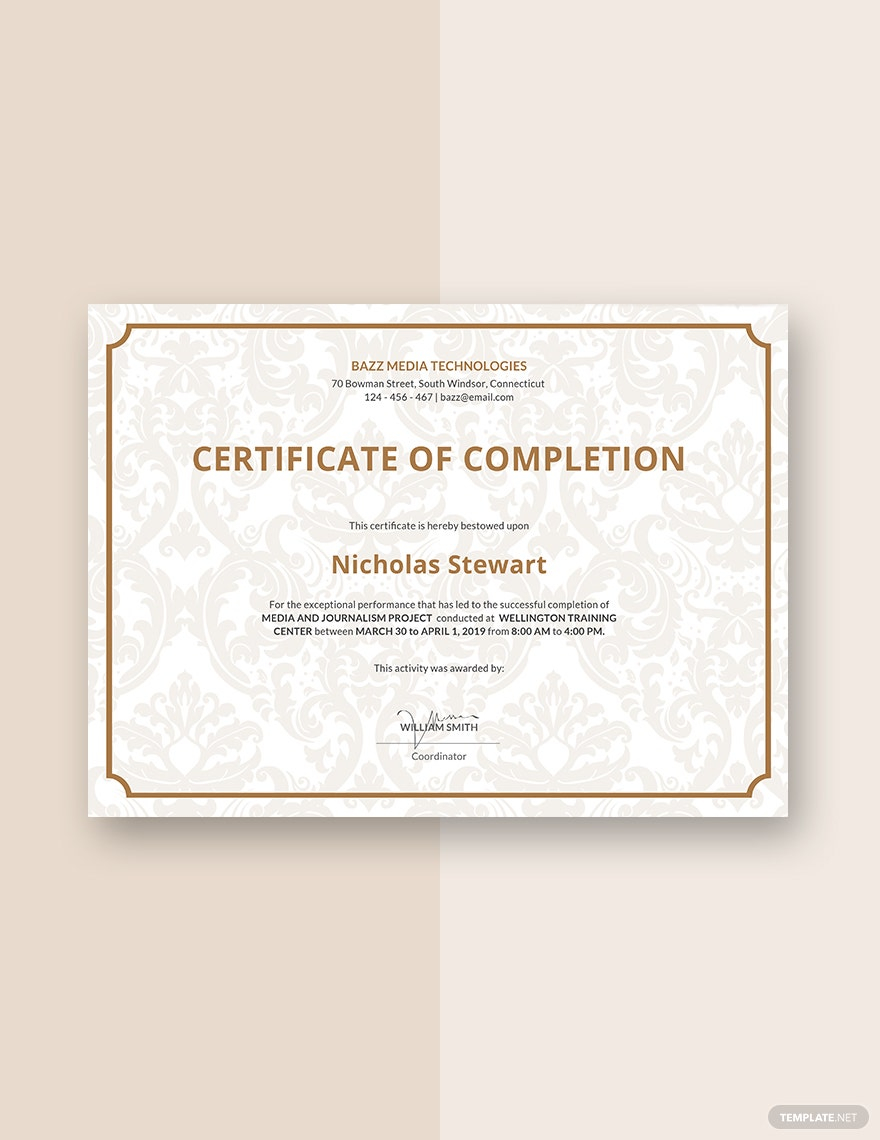 Project Completion Certificate Template - Google Docs, Illustrator  Inside Certificate Template For Project Completion