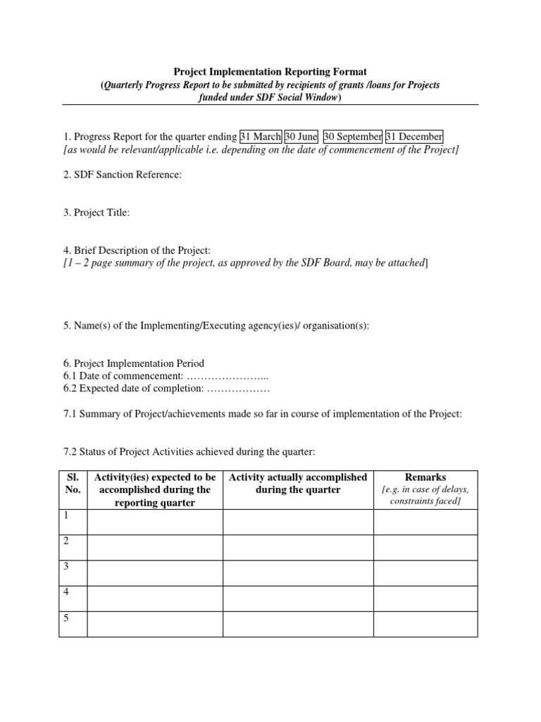 Project Implementation Reporting Format - 10  PDF  Budget  Economies In Project Implementation Report Template