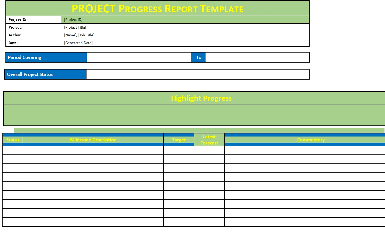 Project Progress Report Template (PPR) - Free Report Templates Throughout Job Progress Report Template
