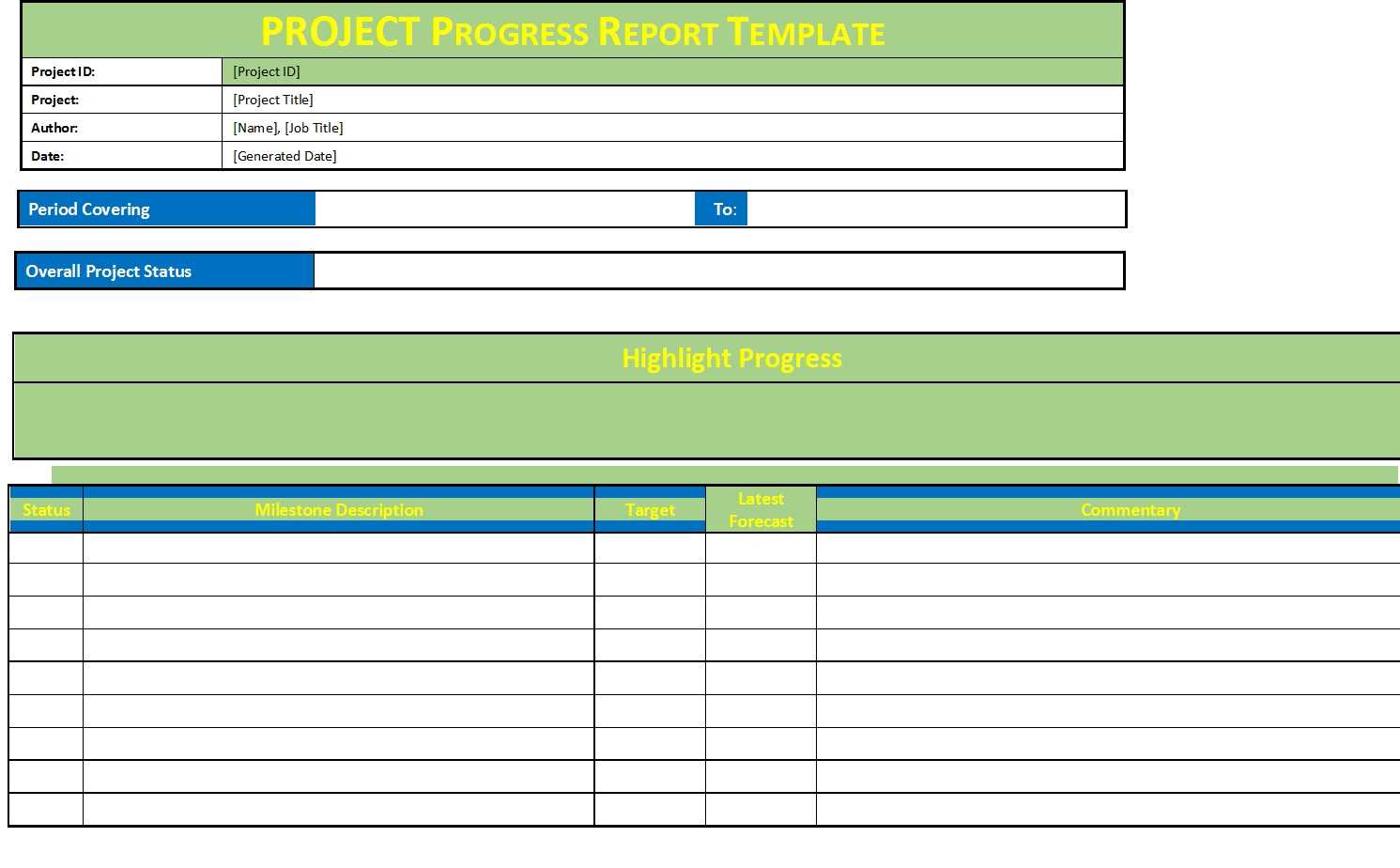 Project Progress Report Template (PPR) – Free Report Templates Throughout Job Progress Report Template