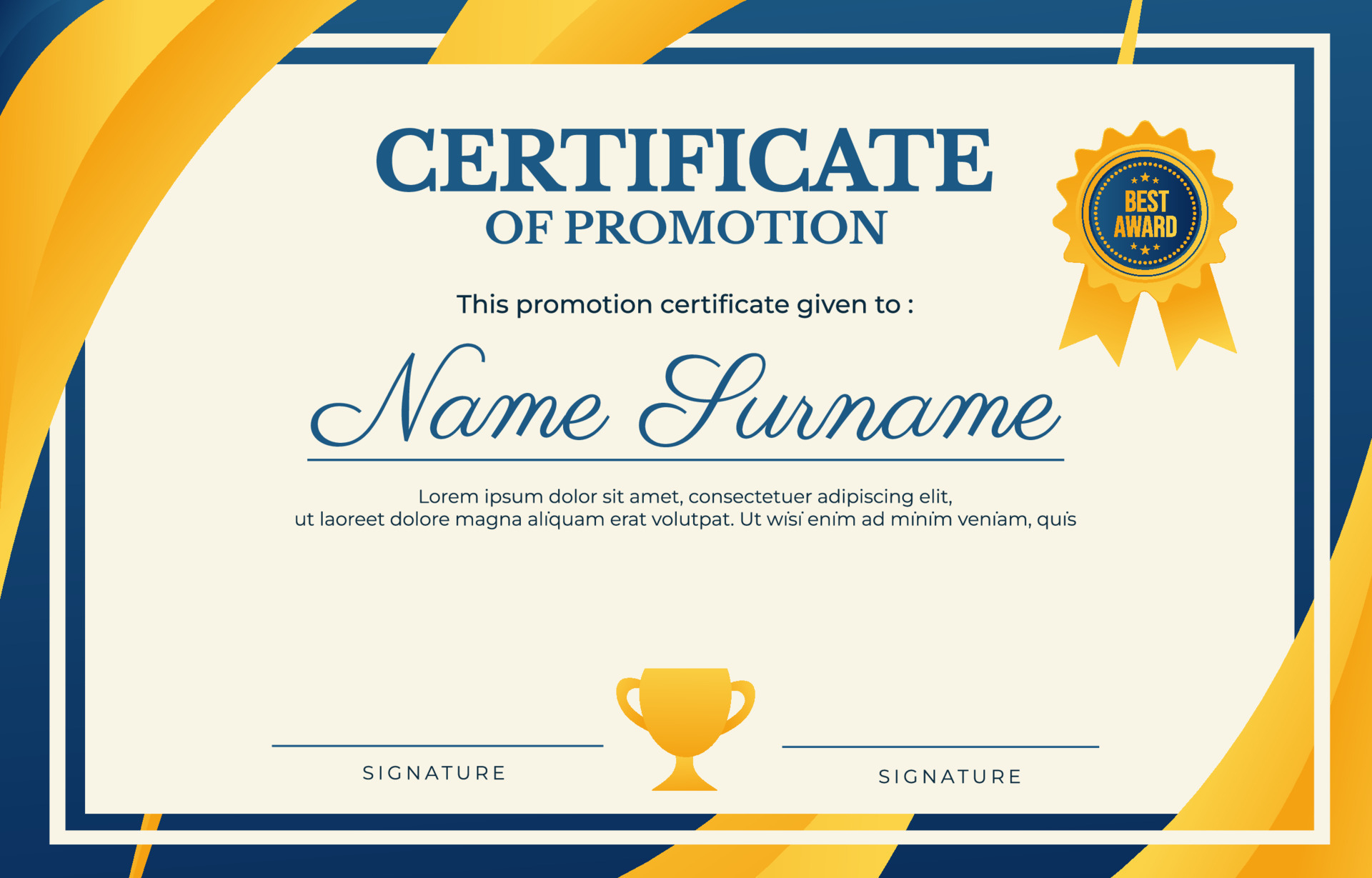 Promotion Career Certificate Template 10 Vector Art At Vecteezy Inside Promotion Certificate Template