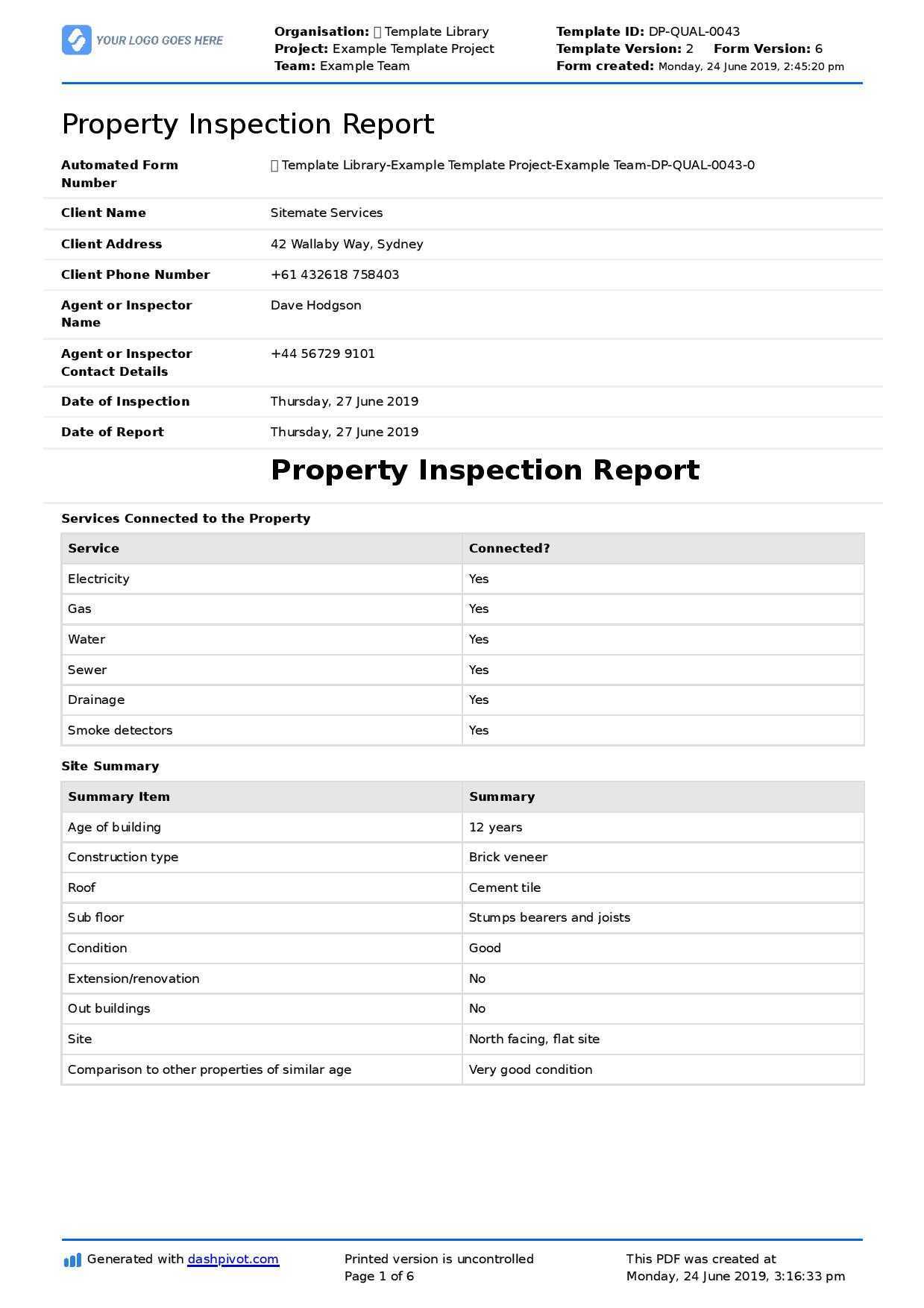Property Inspection Report template (Free and customisable) Pertaining To Check Out Report Template Property Inspection Report template (Free and customisable) Pertaining To Check Out Report Template