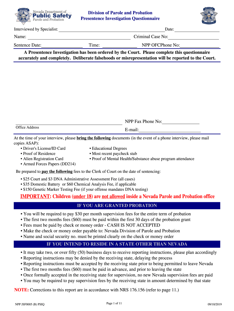 Psi Report Example - Fill Online, Printable, Fillable, Blank  With Regard To Presentence Investigation Report Template