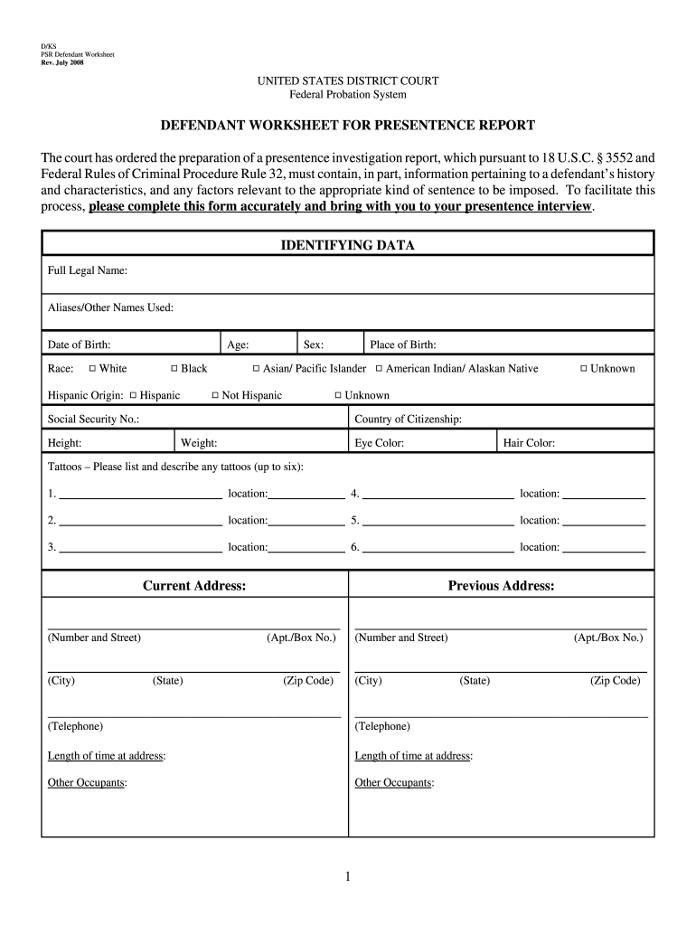Psi Report Example - Fill Online, Printable, Fillable, Blank  Within Presentence Investigation Report Template
