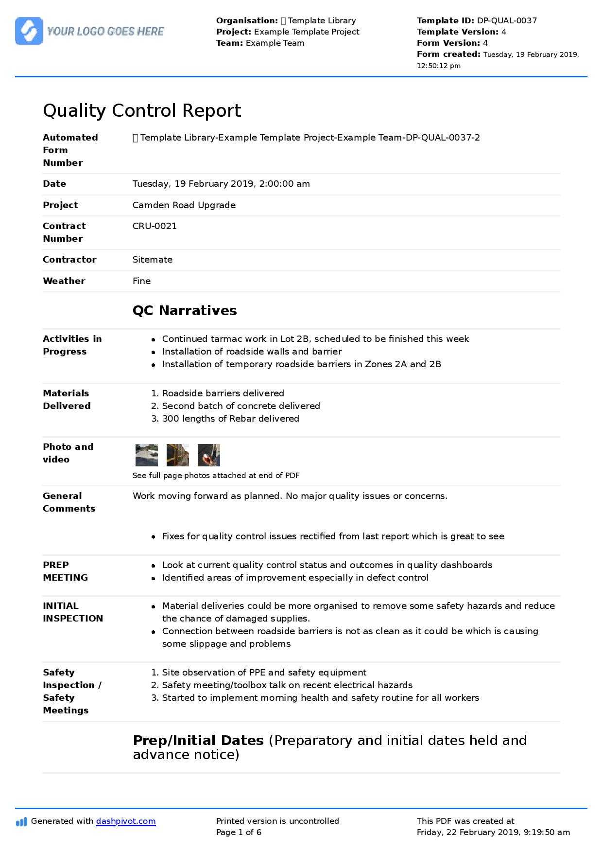 QA QC Report template and sample with customisable format Throughout Software Quality Assurance Report Template