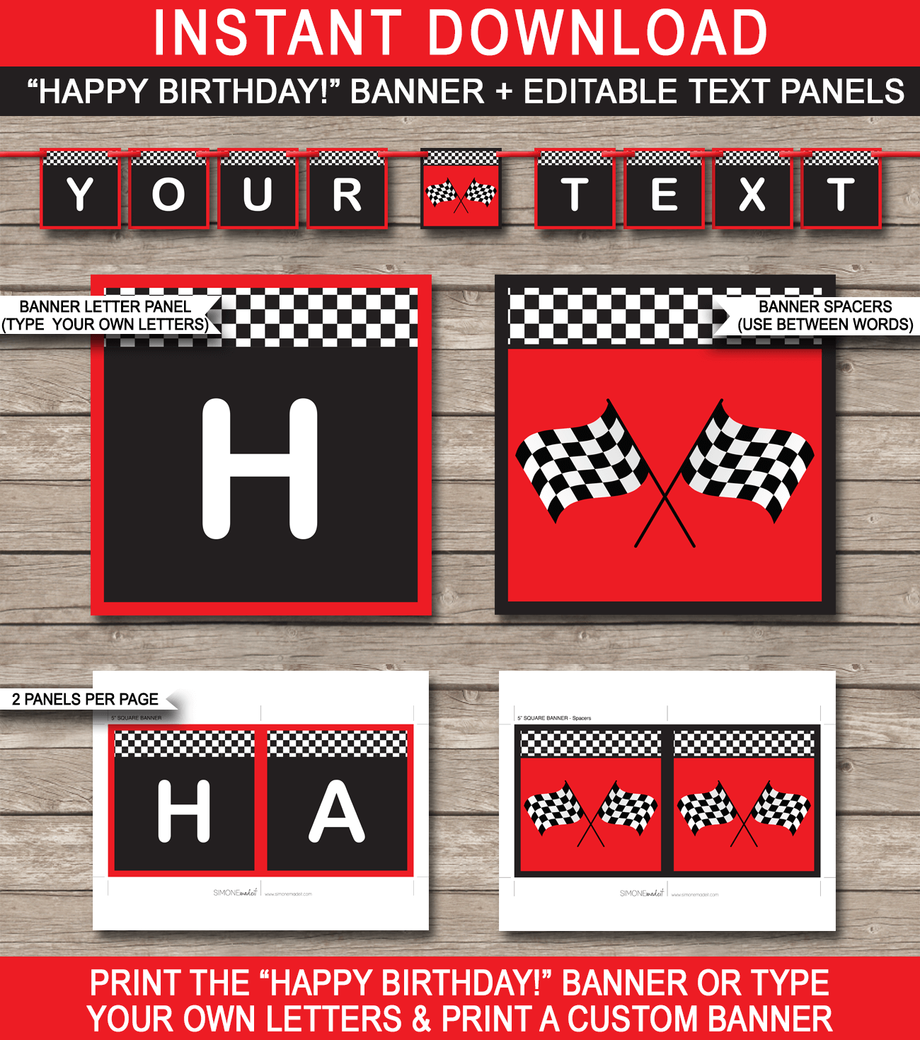 Race Car Party Banner template - red For Cars Birthday Banner Template