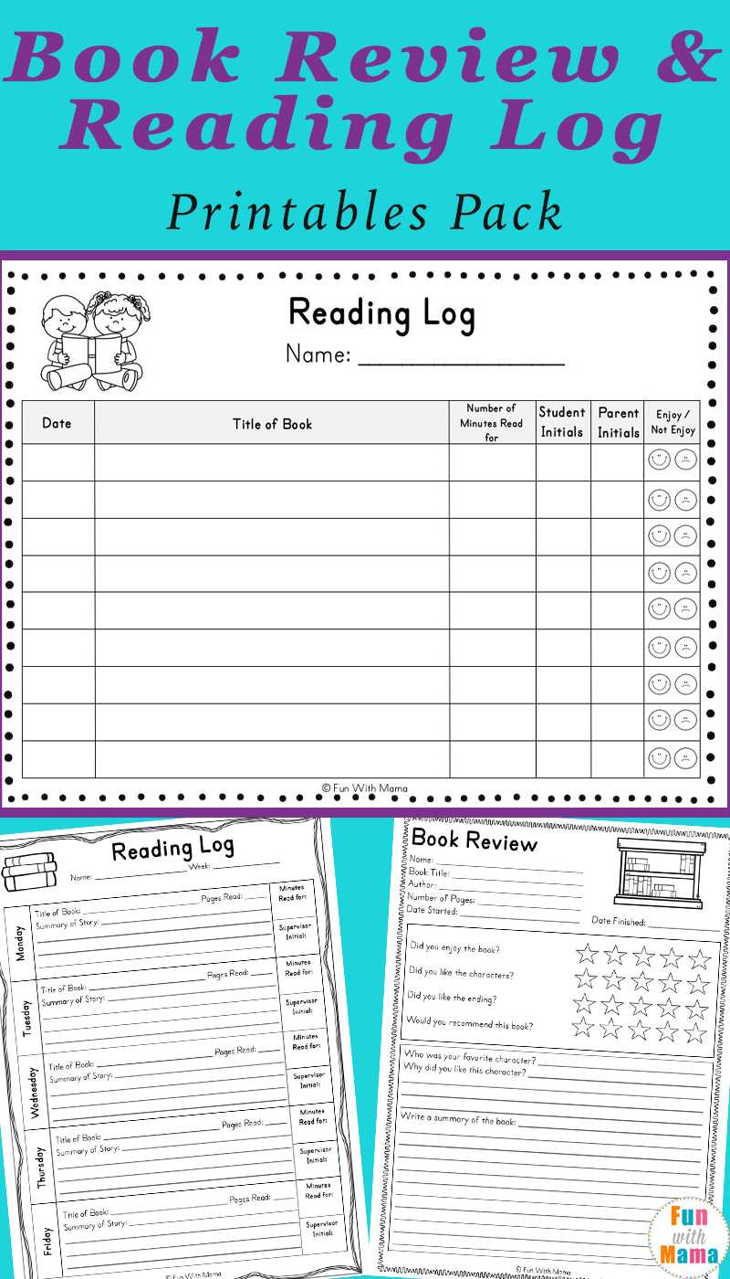 Reading Log PDF and Book Report Templates - Fun with Mama