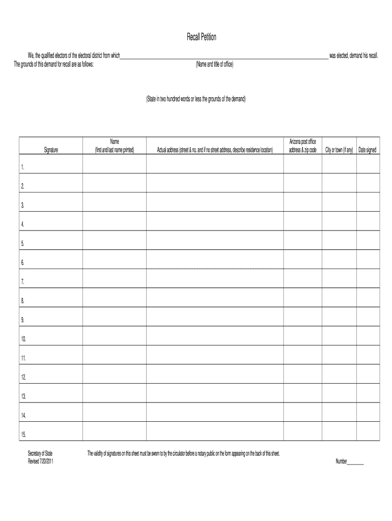 Recall Petition Template - Fill Online, Printable, Fillable, Blank  Inside Blank Petition Template