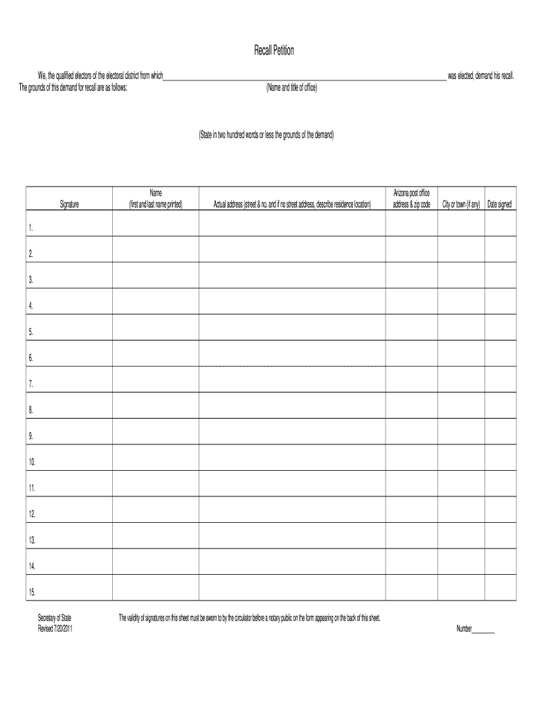 Recall Petition Template – Fill Online, Printable, Fillable, Blank  Inside Blank Petition Template