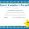 Recognition Certificate – Good Conduct With Regard To Good Conduct Certificate Template