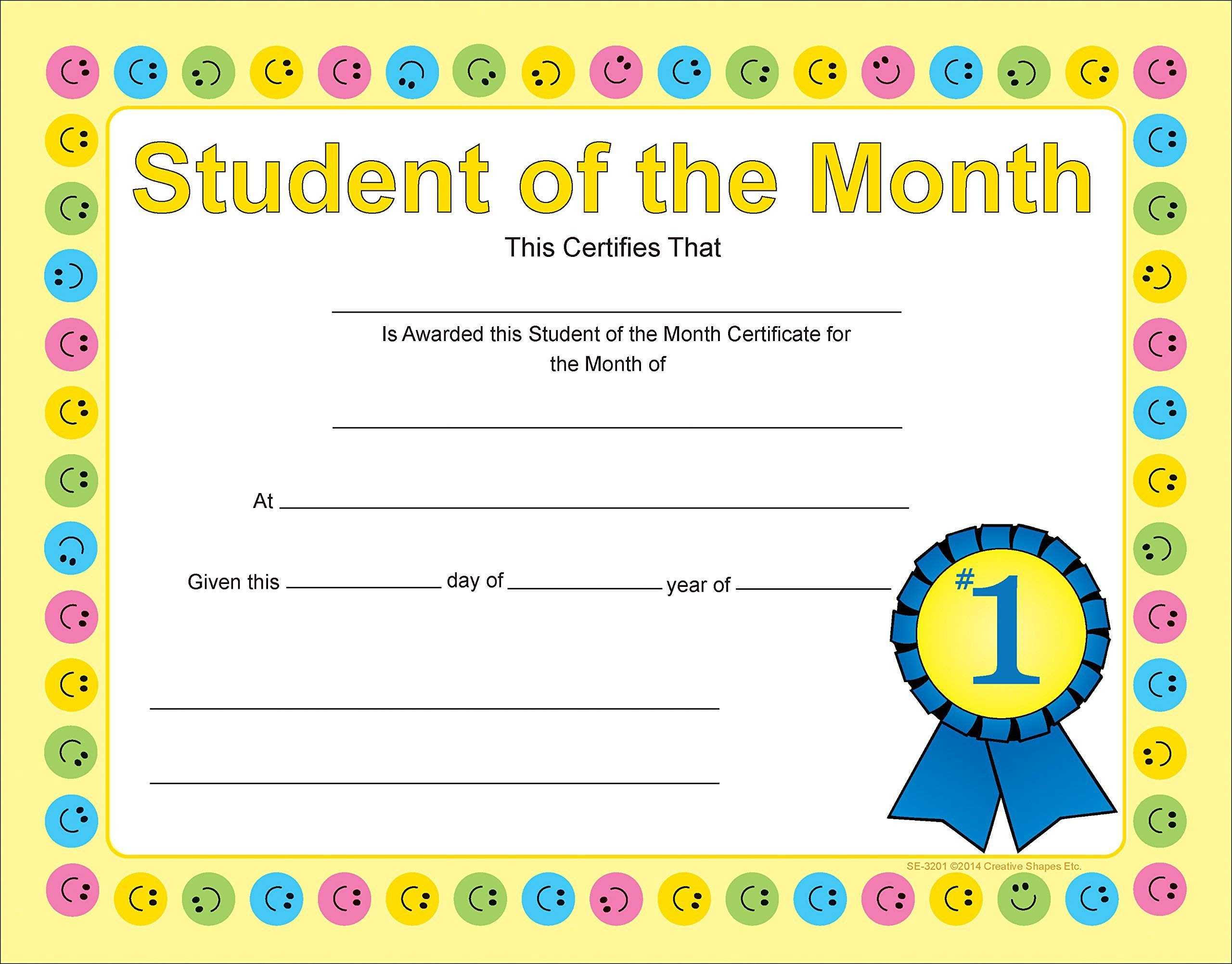 Recognition Certificate – Student Of The Month, 10″ X 10