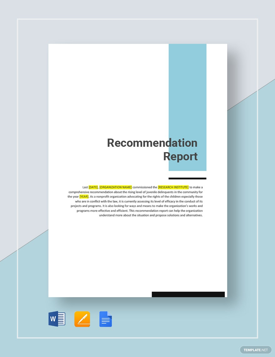 Recommendation Report Template - Google Docs, Word, Apple Pages  Inside Recommendation Report Template