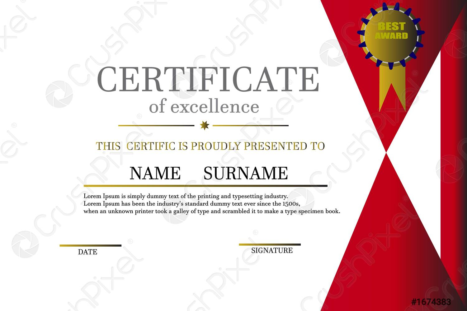 Red certificate diploma background template vector modern value  Throughout Felicitation Certificate Template