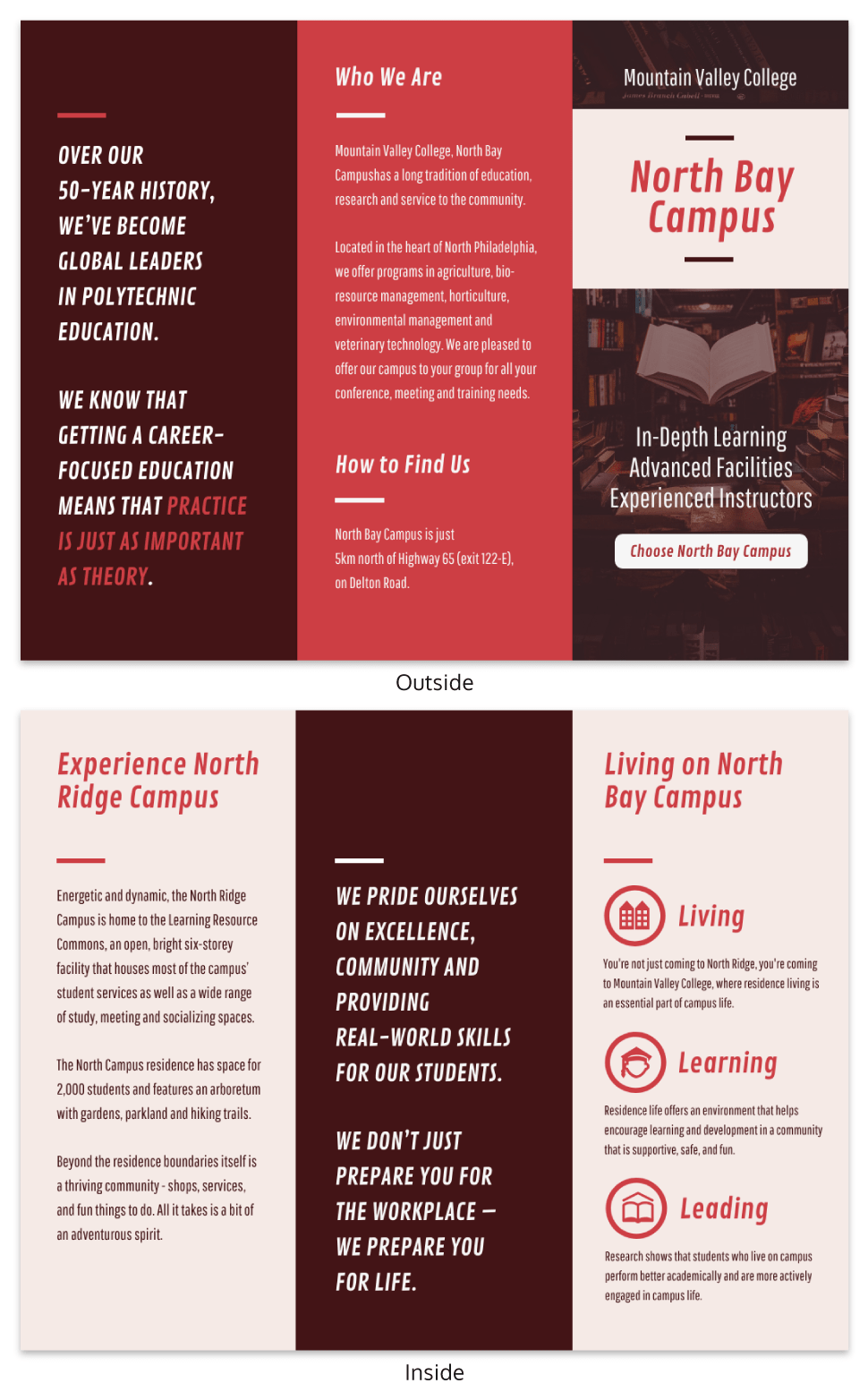 Red College Campus Tri Fold Brochure Template With Student Brochure Template