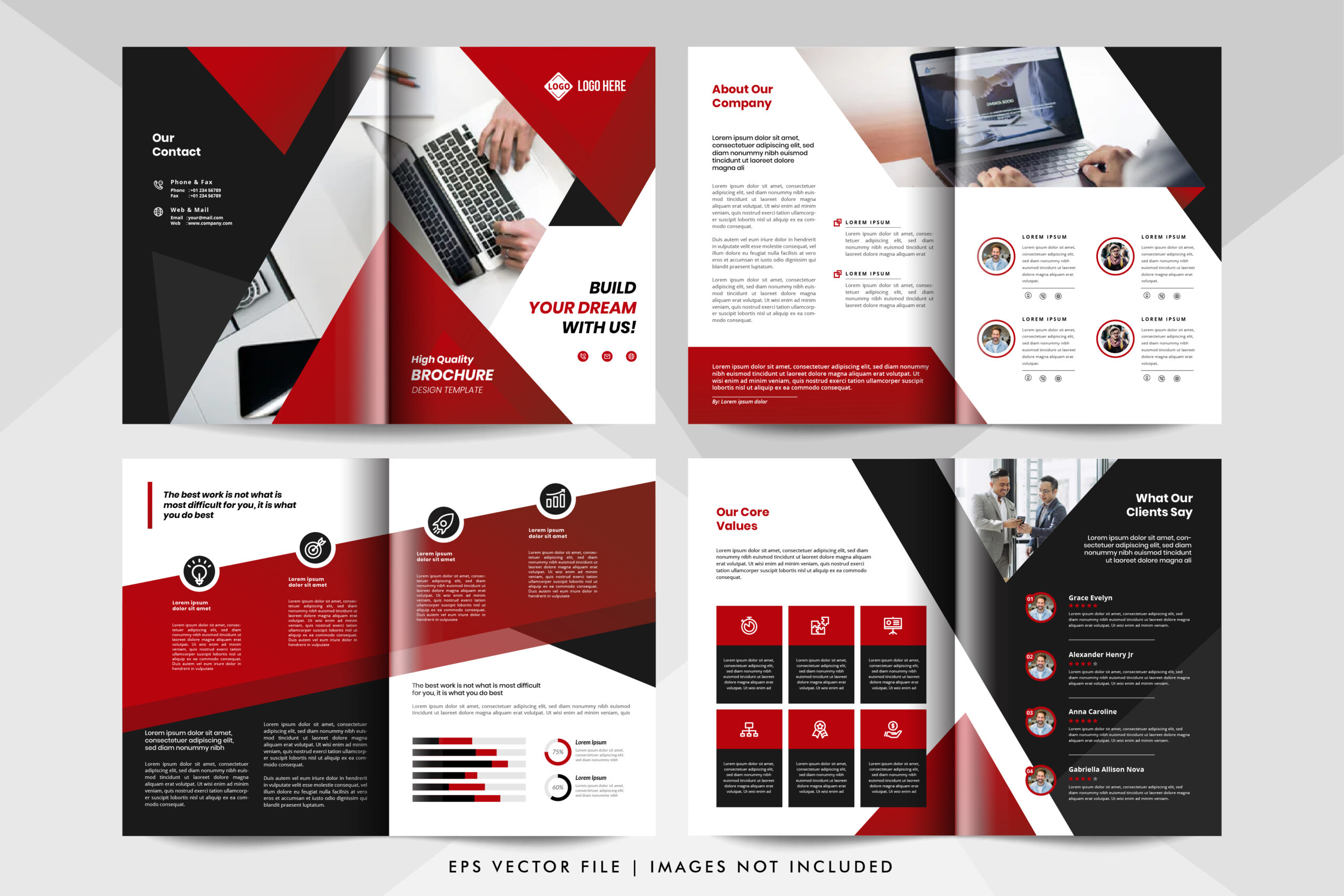 Red Corporate Business Brochure Template For Membership Brochure Template