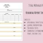 Rehearsal Report Template Digital Download Stage Manager – Etsy UK In Rehearsal Report Template