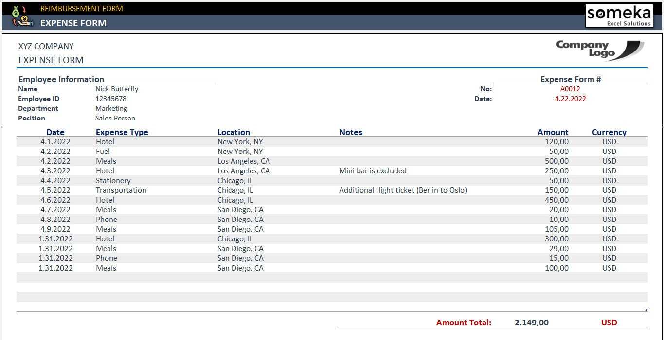 Reimbursement Form Spreadsheet Employee Expense Report - Etsy UK Regarding Expense Report Template Excel 2010 Reimbursement Form Spreadsheet Employee Expense Report - Etsy UK Regarding Expense Report Template Excel 2010